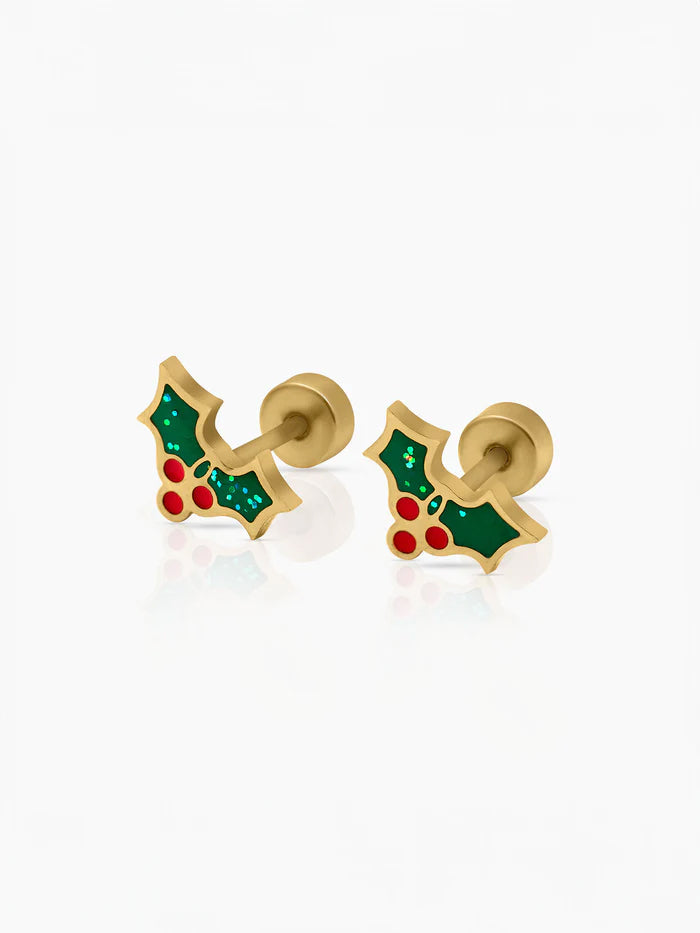 Christmas Cherries Charm 18K Gold Plated Kid's Stud Earrings