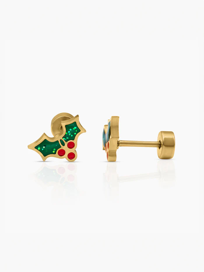 Christmas Cherries Charm 18K Gold Plated Kid's Stud Earrings