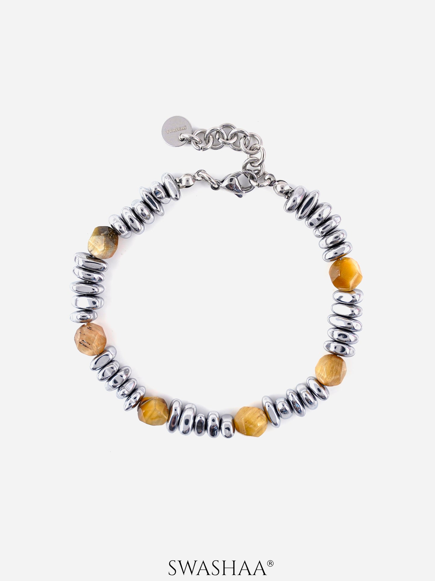 Christo Glossy Silver Men's Beaded Bracelet