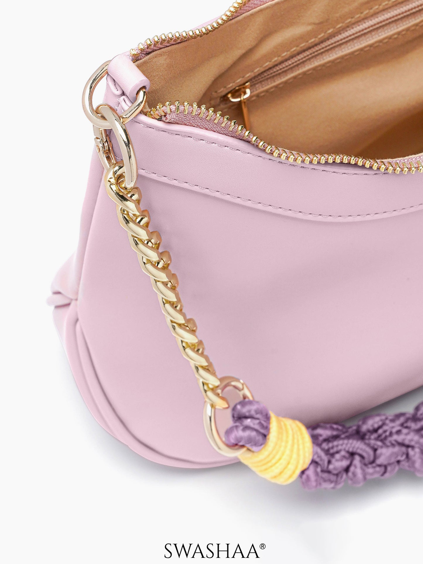 Claire Blush Pink Braided Women's Leather Shoulder Bag11
