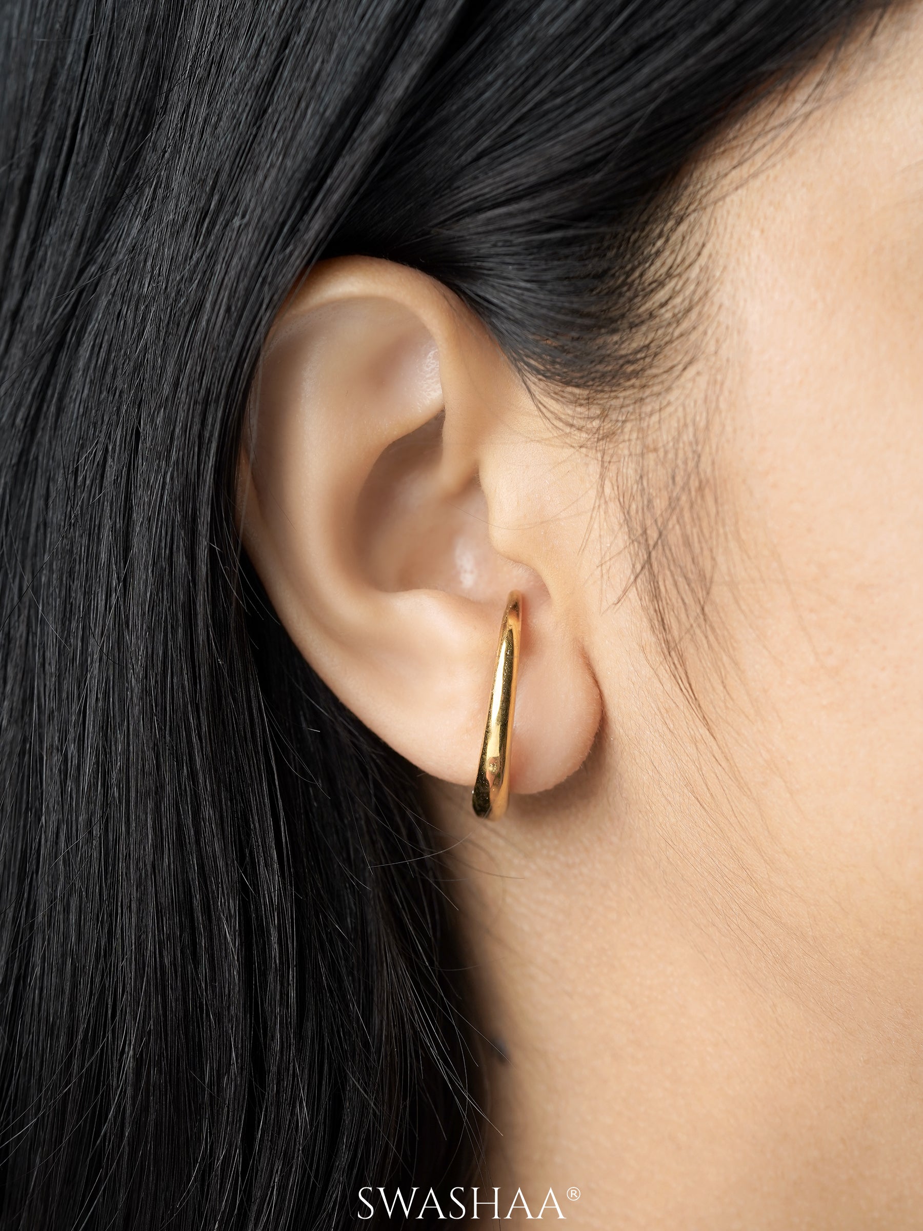Clara Half Hoops Crescent Silhouette Curve 18K Gold Plated Earrings