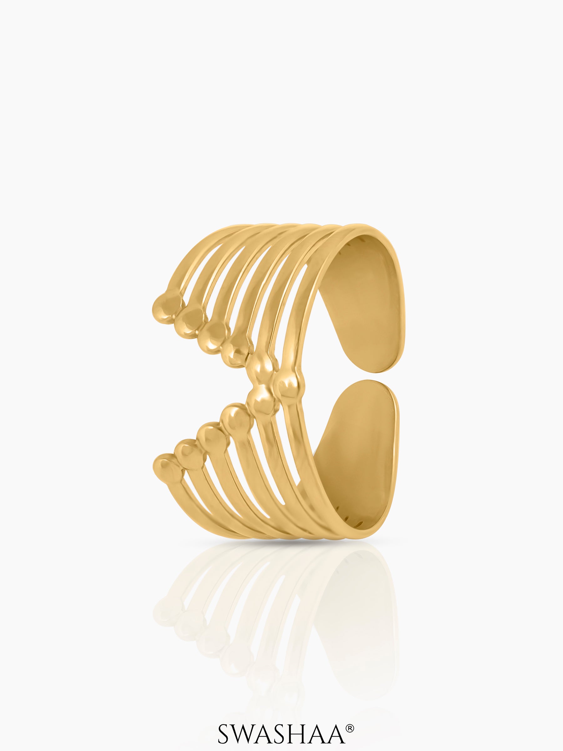 Chiara Subtle V-shape Rounded Tips 18K Gold Plated Ring
