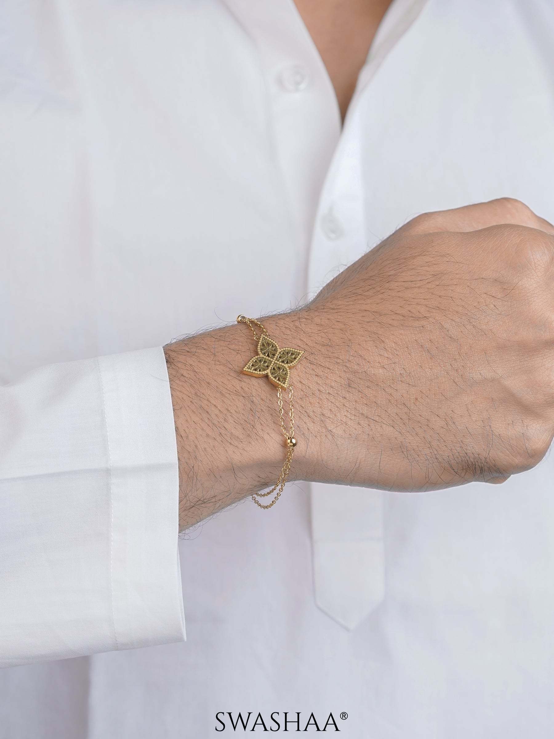 Clover Floral Charm Double Layered Men's Bracelet