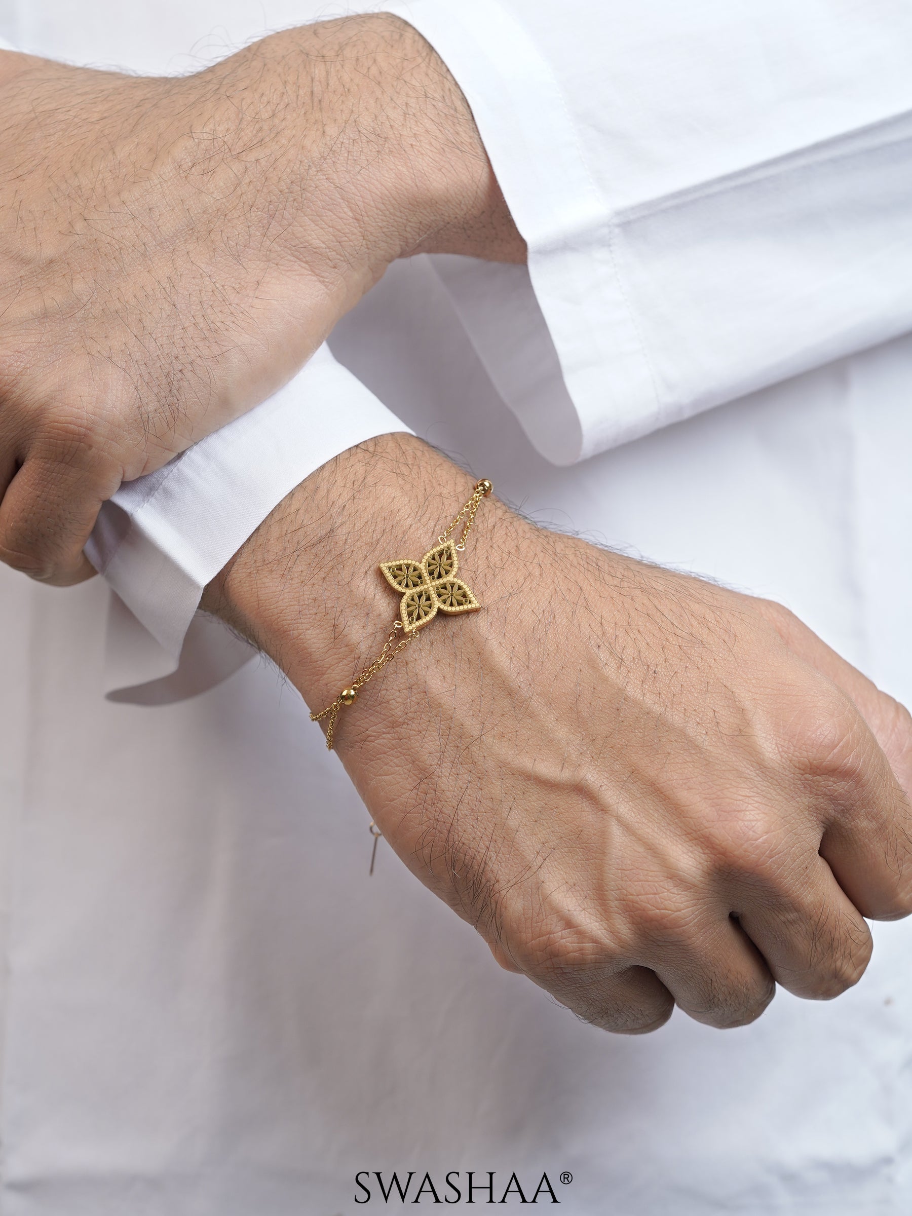 Clover Floral Charm Double Layered Men's Bracelet