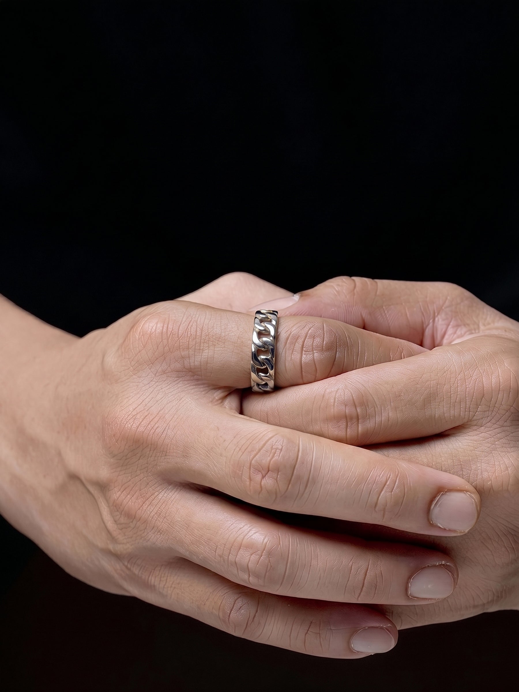 Corvik Link Chain Silver Band Men's Rings