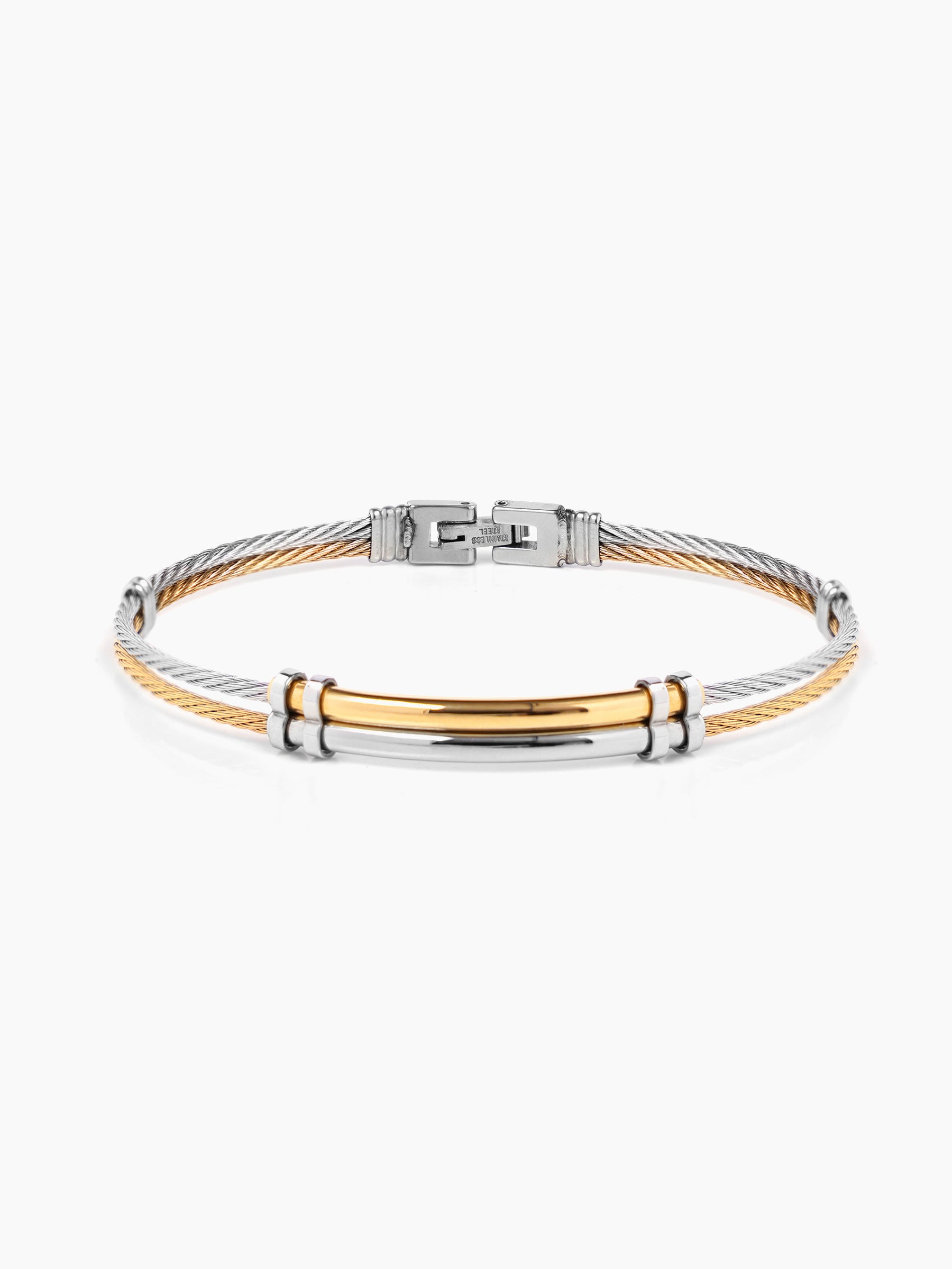 Crew Dual Tone Twisted 18K Gold-Silver Wired Men's Bracelet