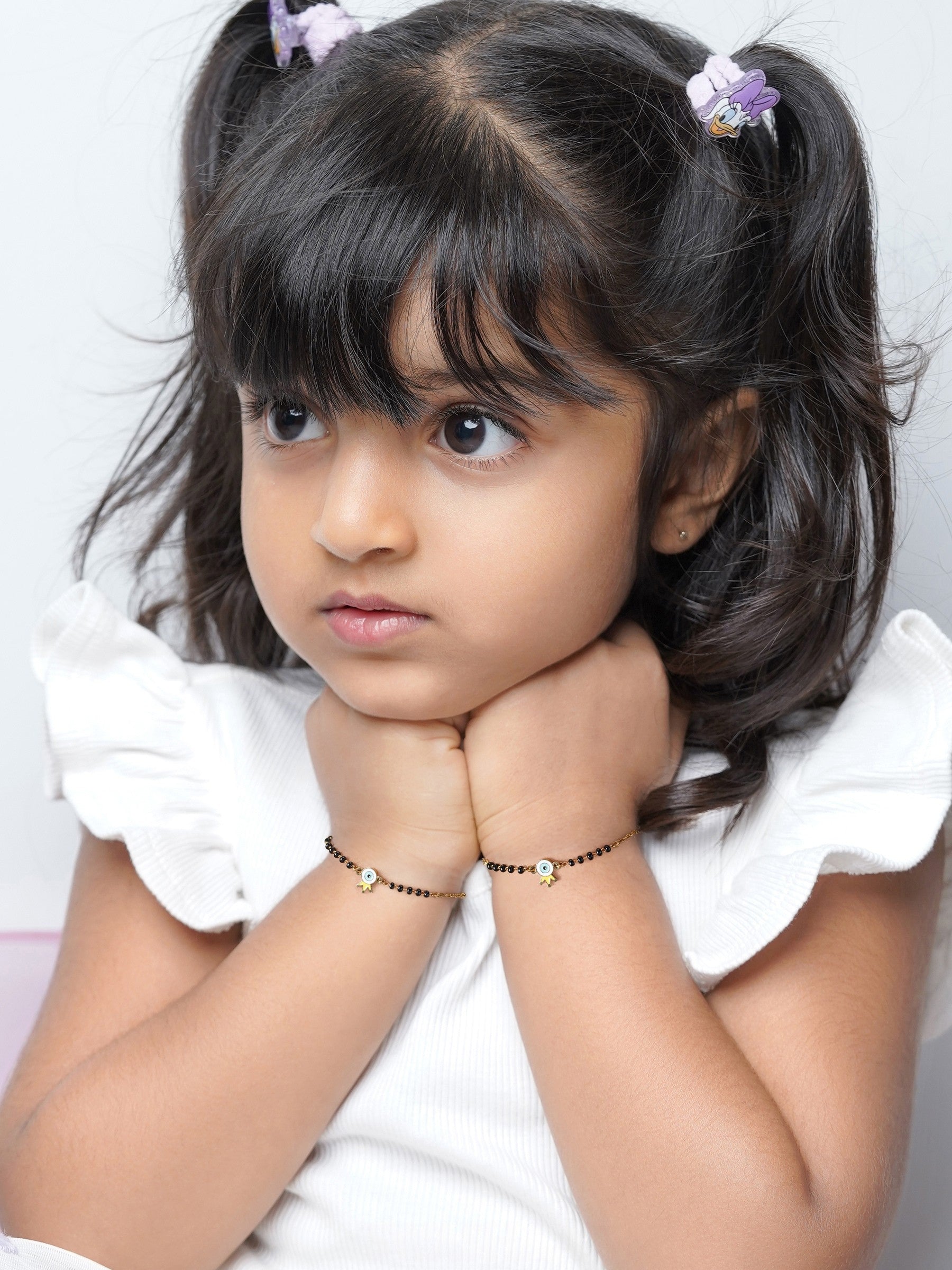 Crown Evil Eye Charm 18K Gold Plated Kid's Nazariya Bracelet