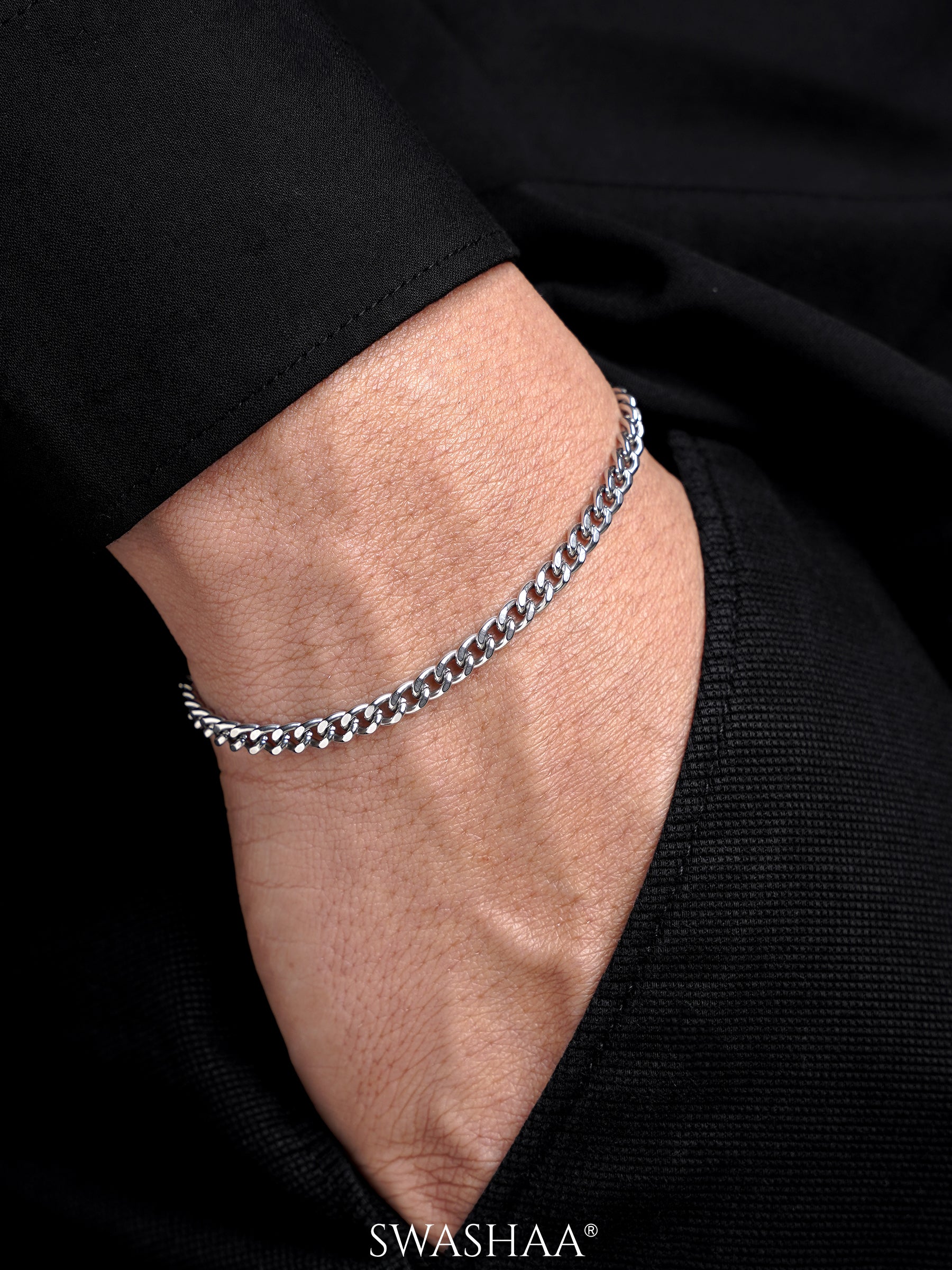 Cuban Link Silver 4 MM Men's Chain Bracelet