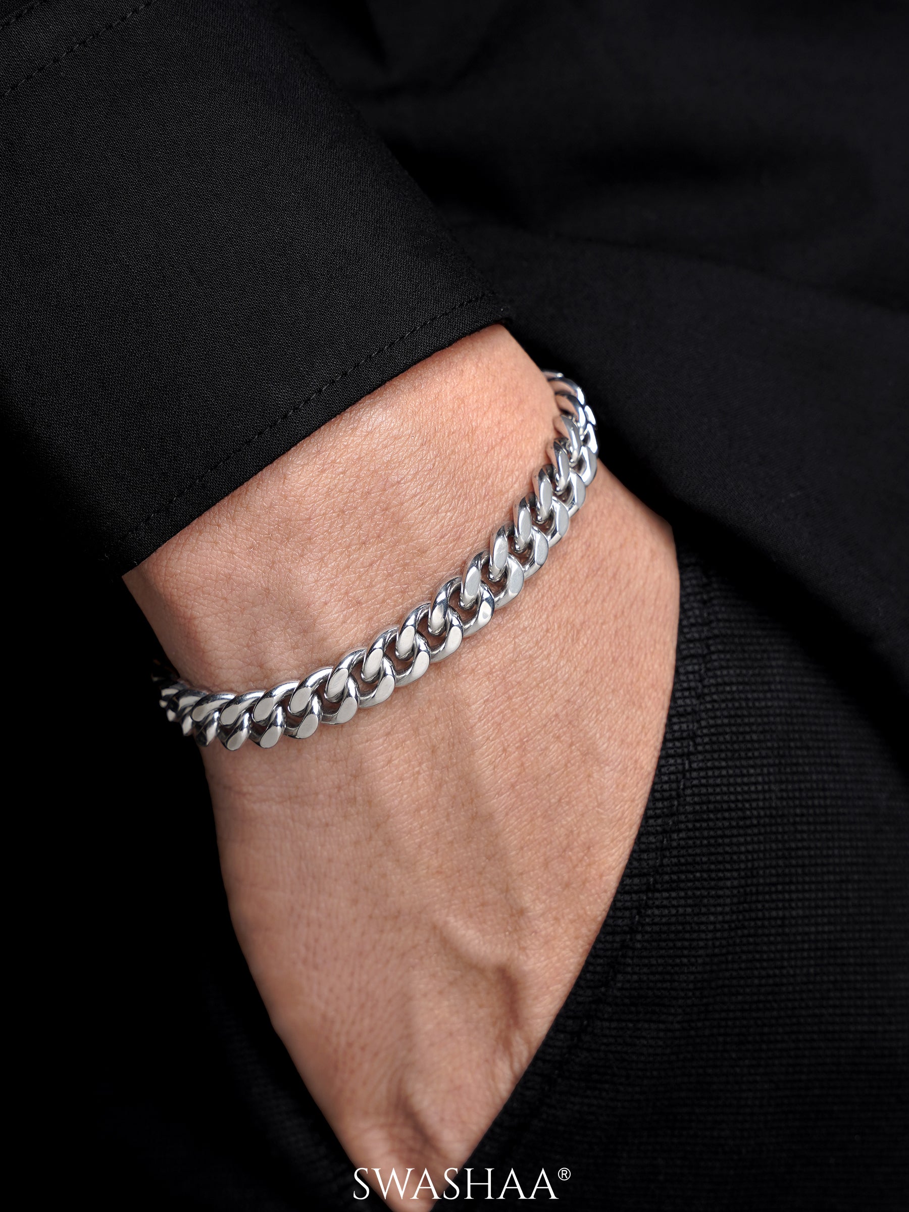 Cuban Link Silver 8 MM Men's Chain Bracelet