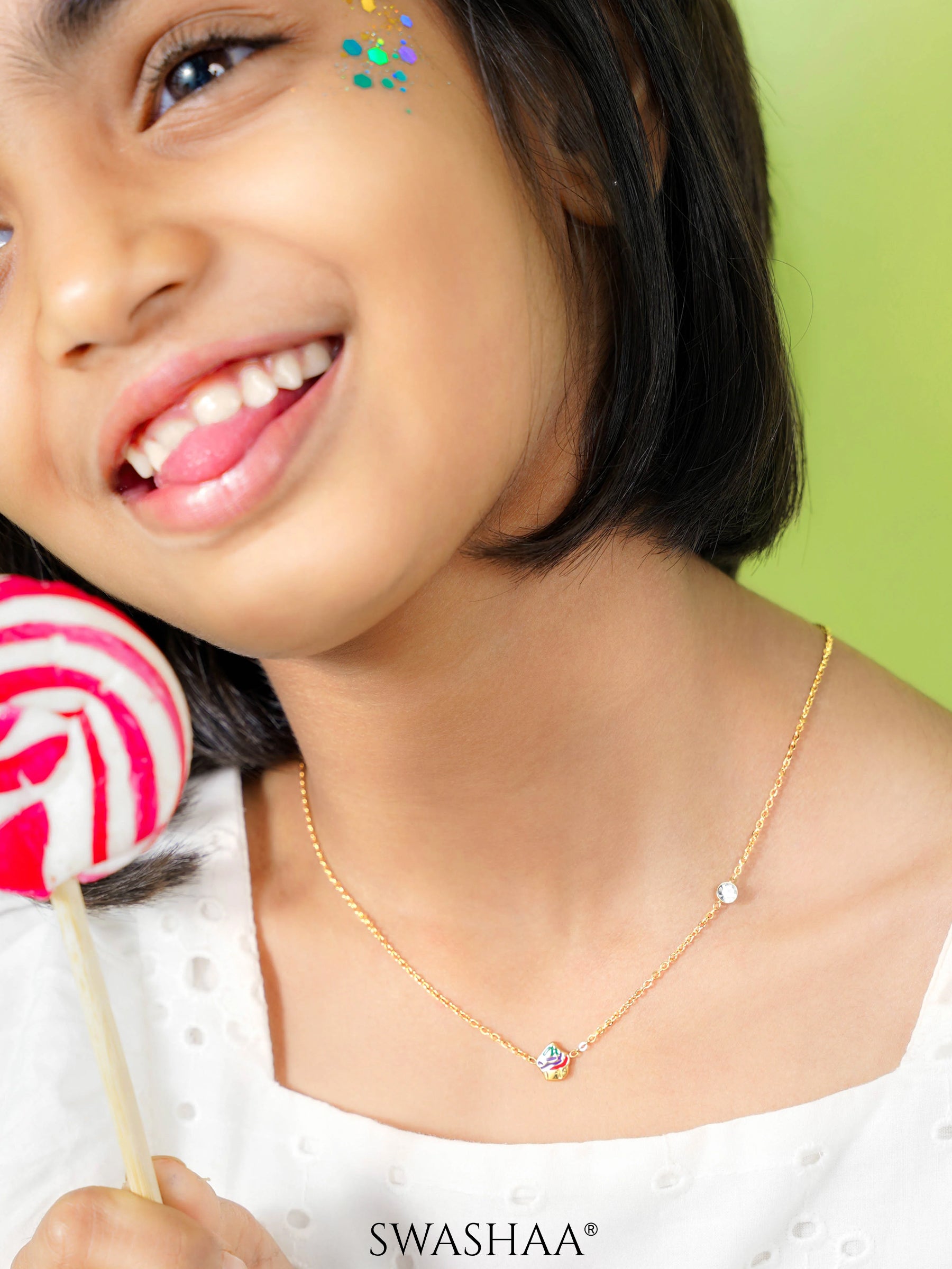 Cupcake Charm 18K Gold Plated Kid's Chain Pendant Necklace