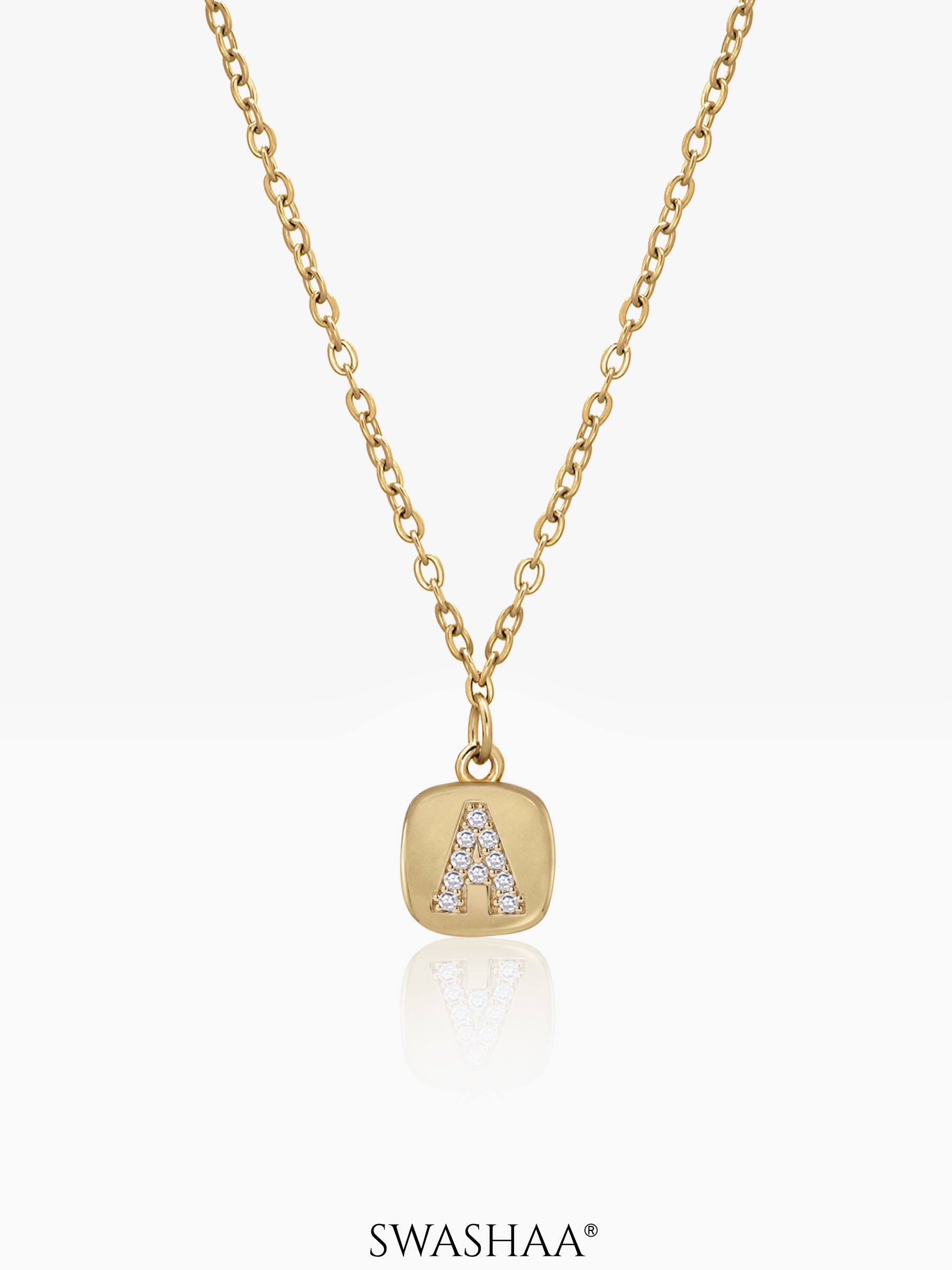 Customized Diamond Studded Initial Necklace