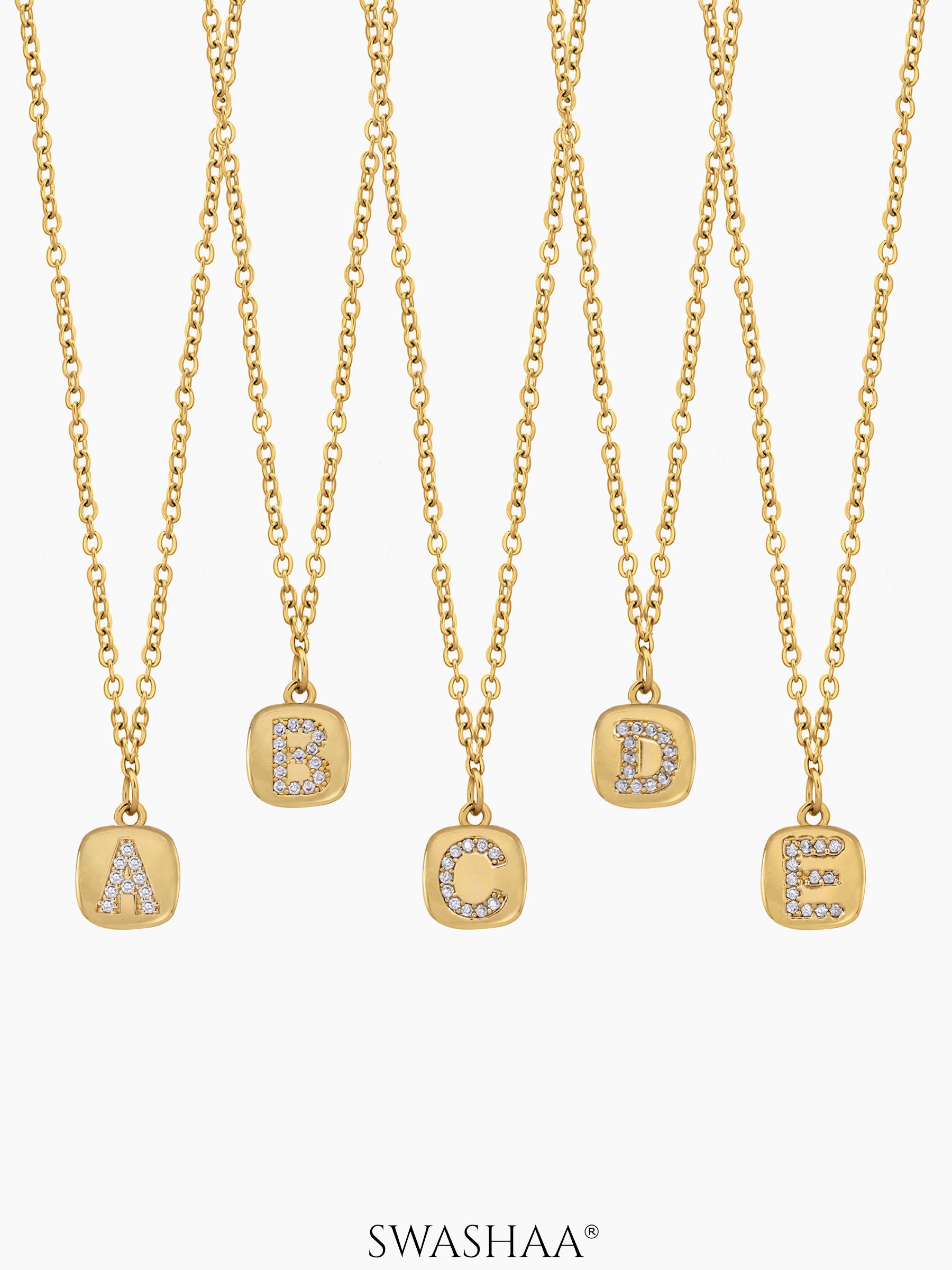 Customized Diamond Studded Initial Necklace