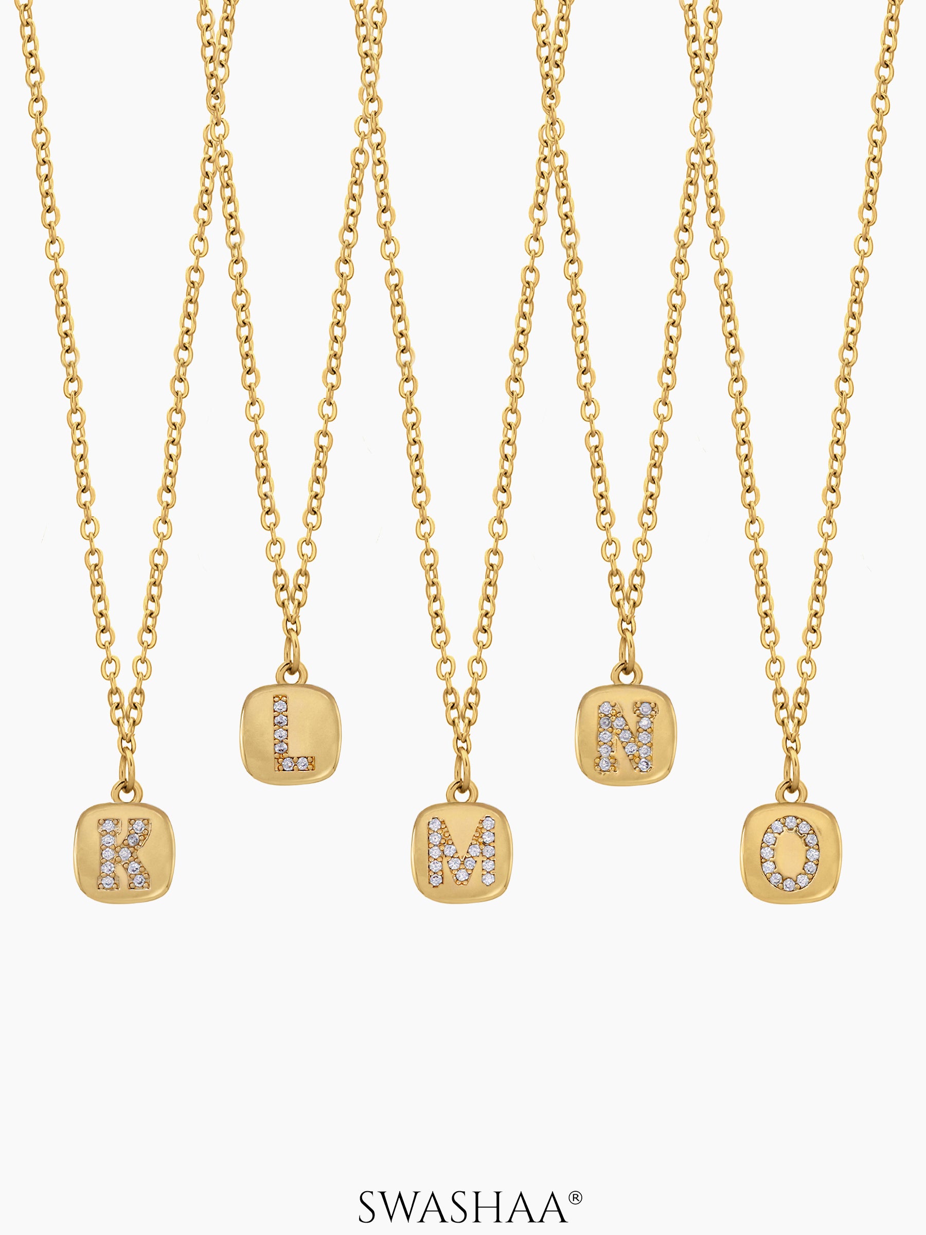 Customized Diamond Studded Initial Necklace