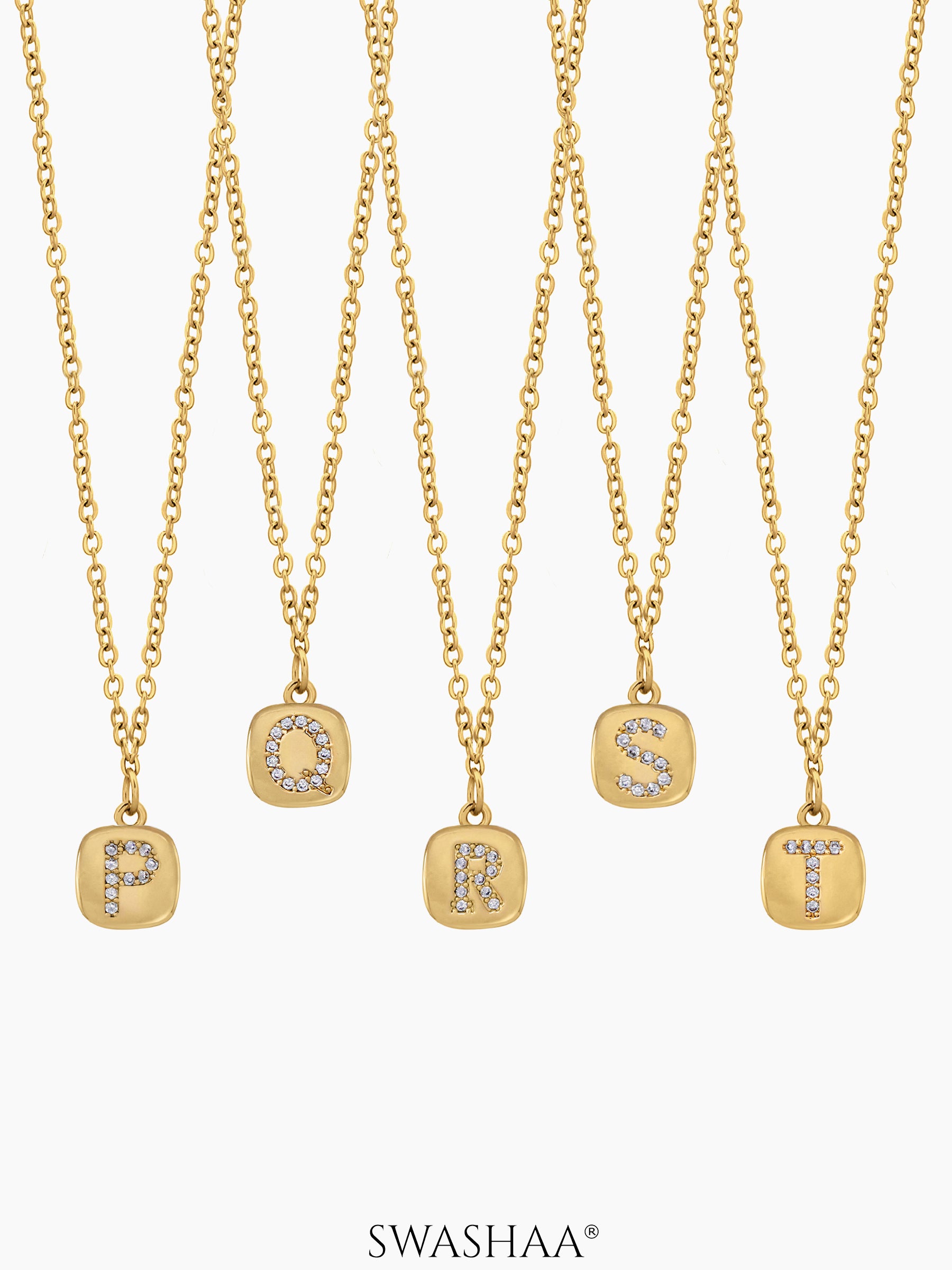 Customized Diamond Studded Initial Necklace