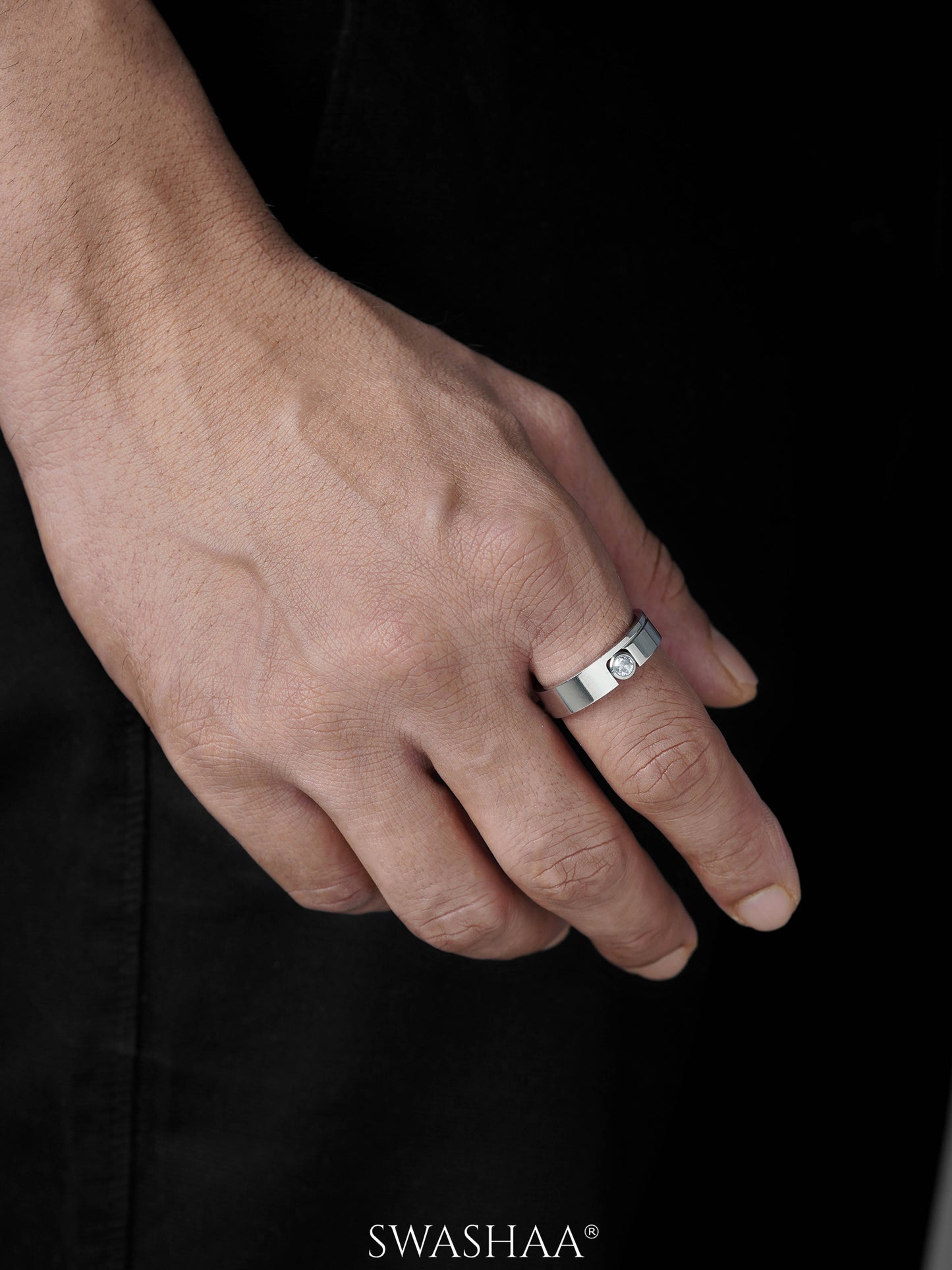 Cyro Diamond Silver Men's Ring