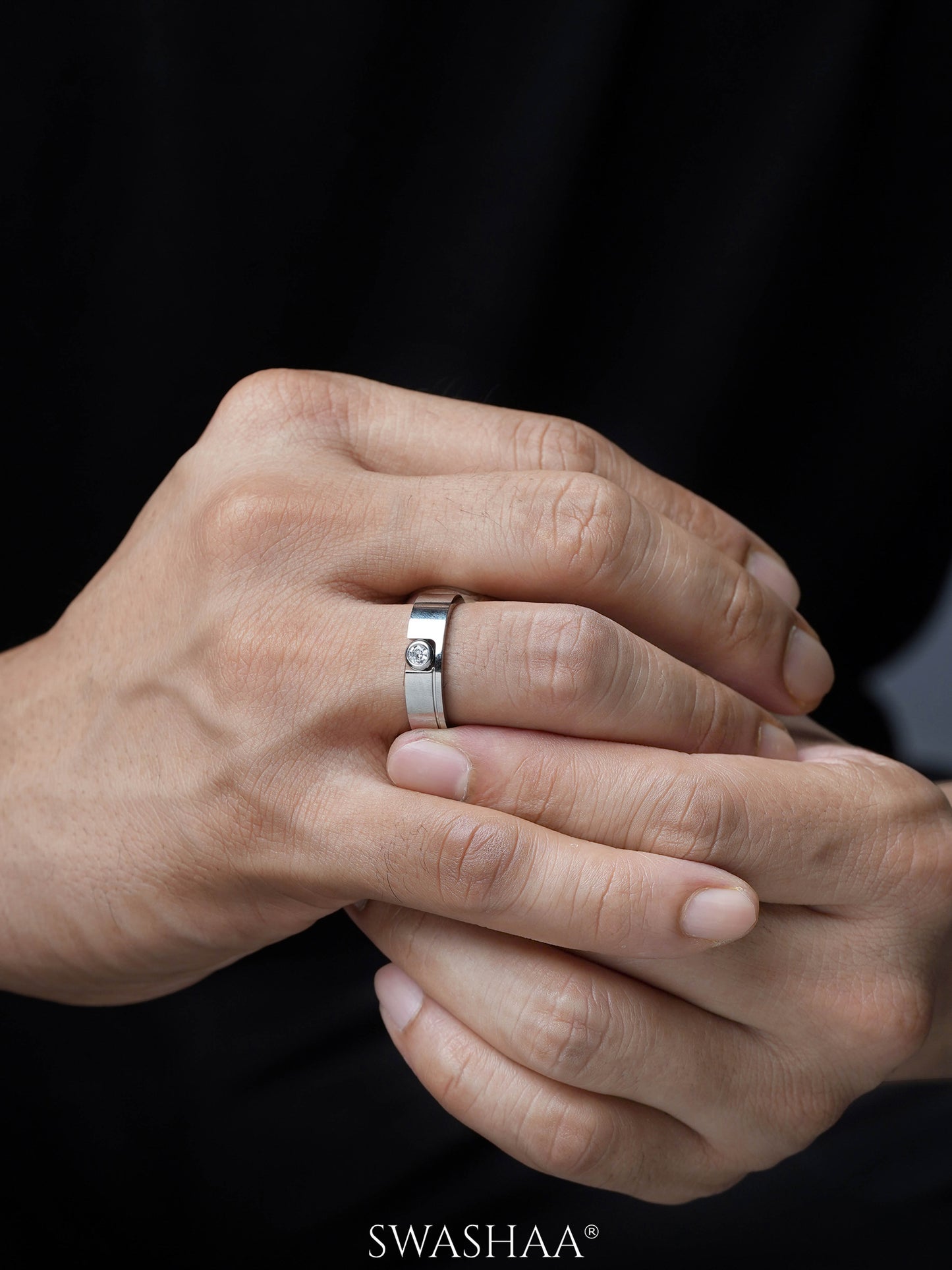 Cyro Diamond Silver Men's Ring