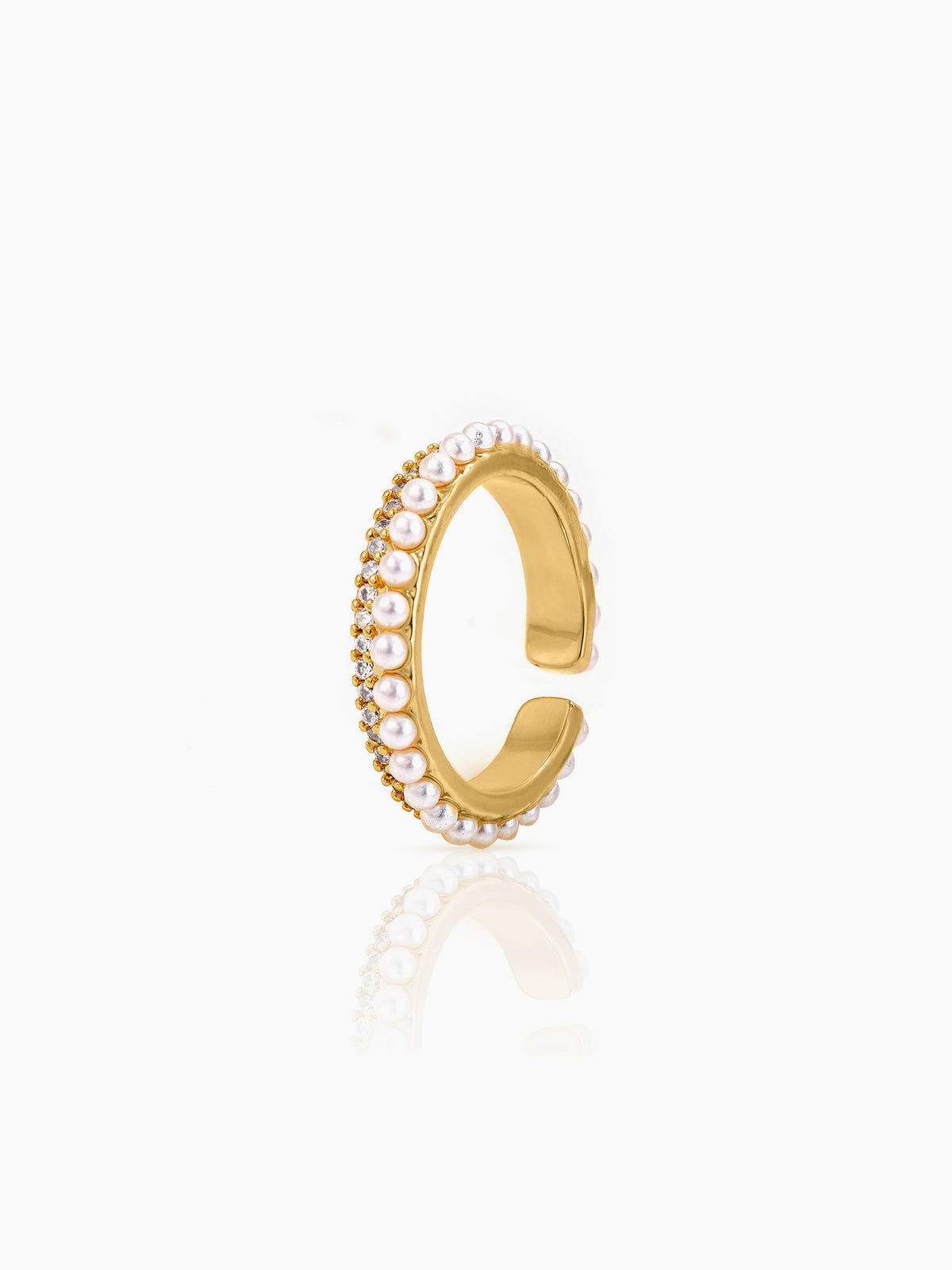 Daarsha White Tiny Sparkling Pearls 14K Gold Plated Ring