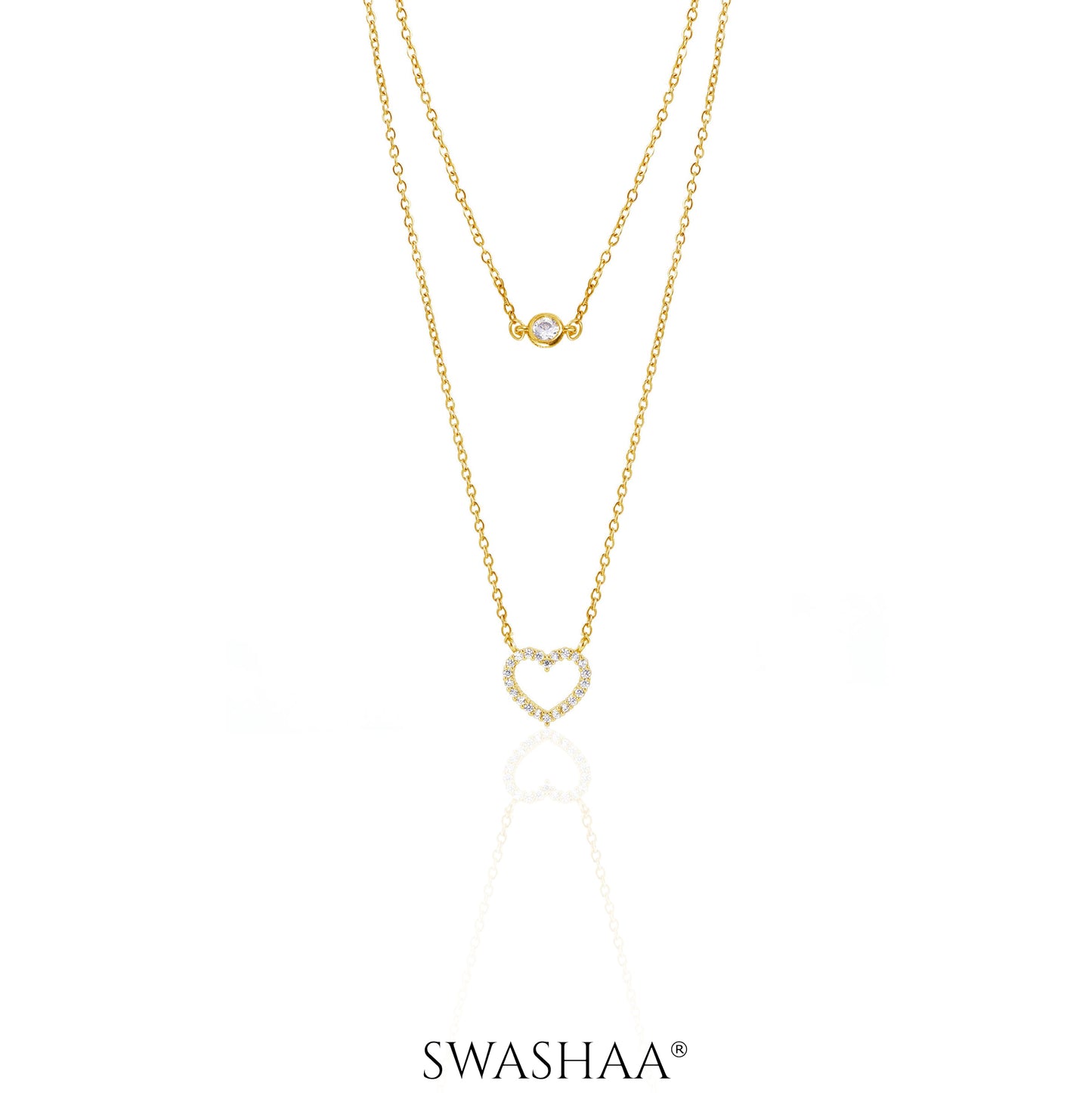 Daiva Double Layered Heart 18K Gold Plated Necklace