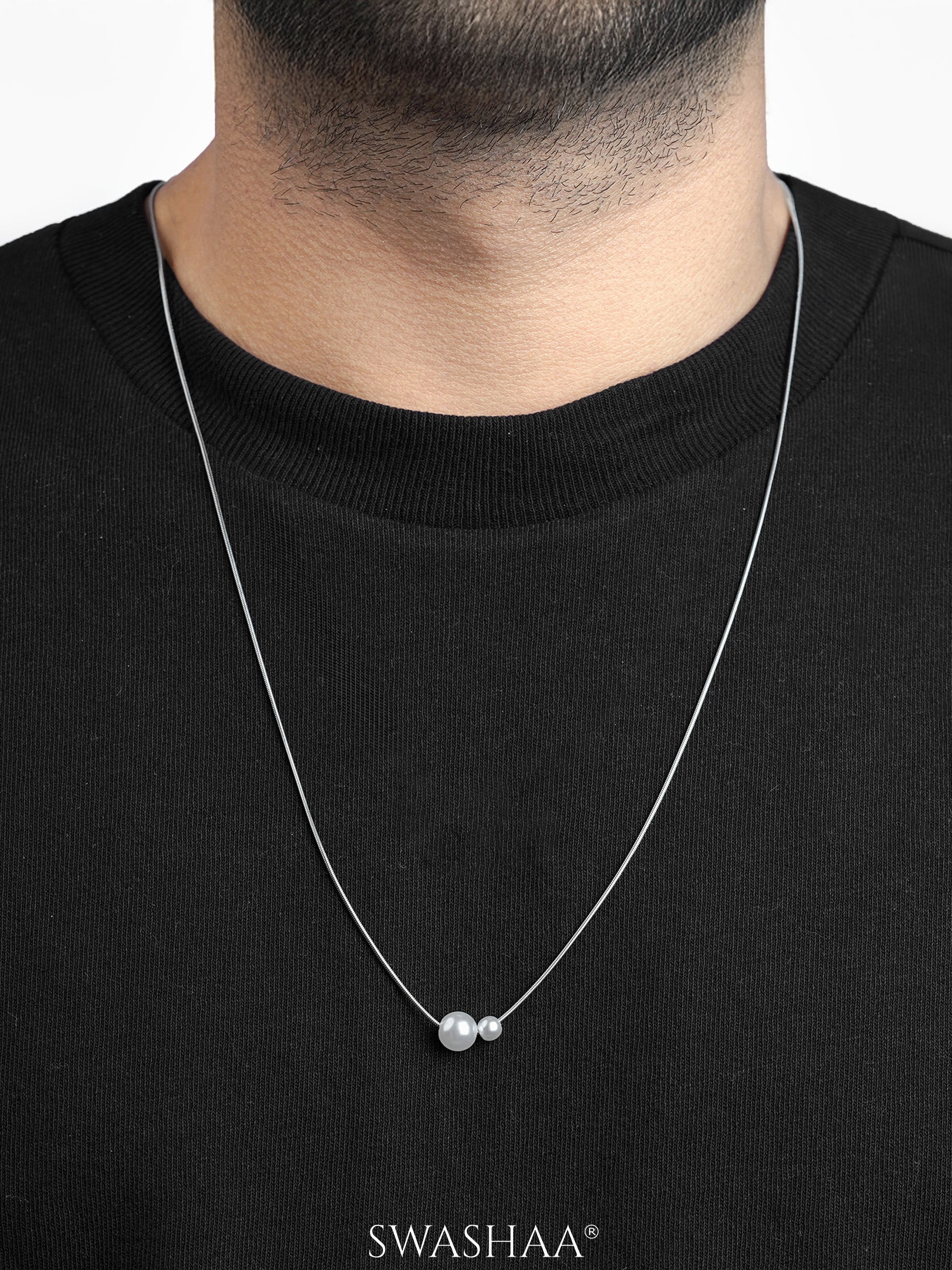 Daren Twin Pearl Men's Chain Pendant - Swashaa