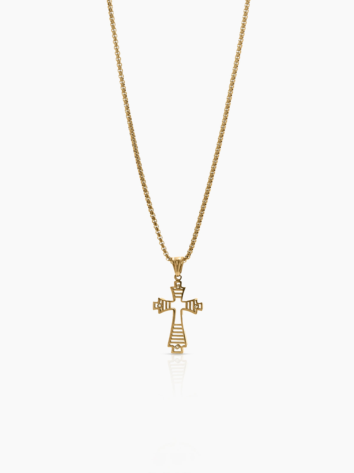 Darev Cross 18K Gold Plated Men's Chain Pendant