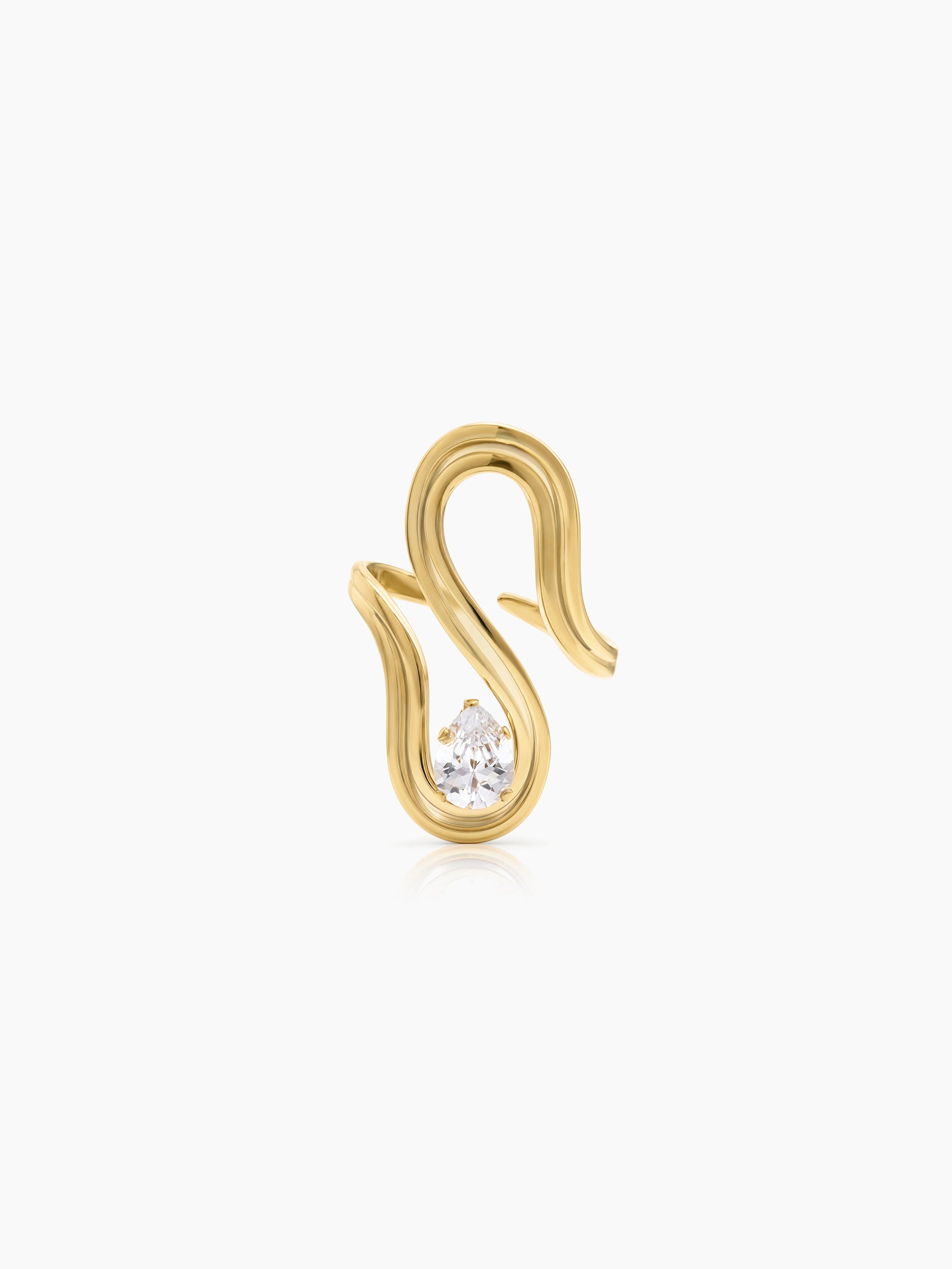 Darika Curve Solitaire 18K Gold Plated Women's Ring