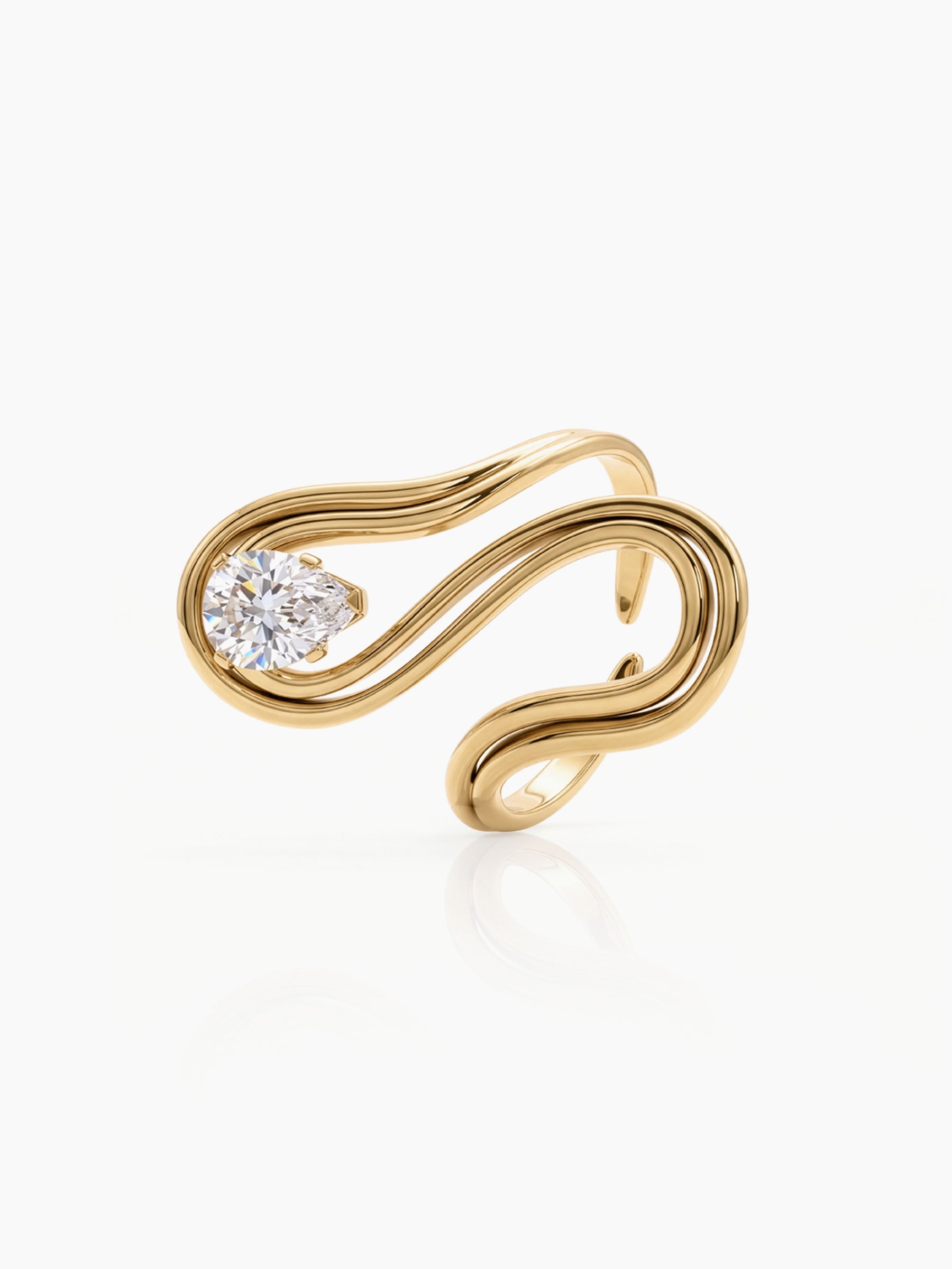 Darika Curve Solitaire 18K Gold Plated Women's Ring