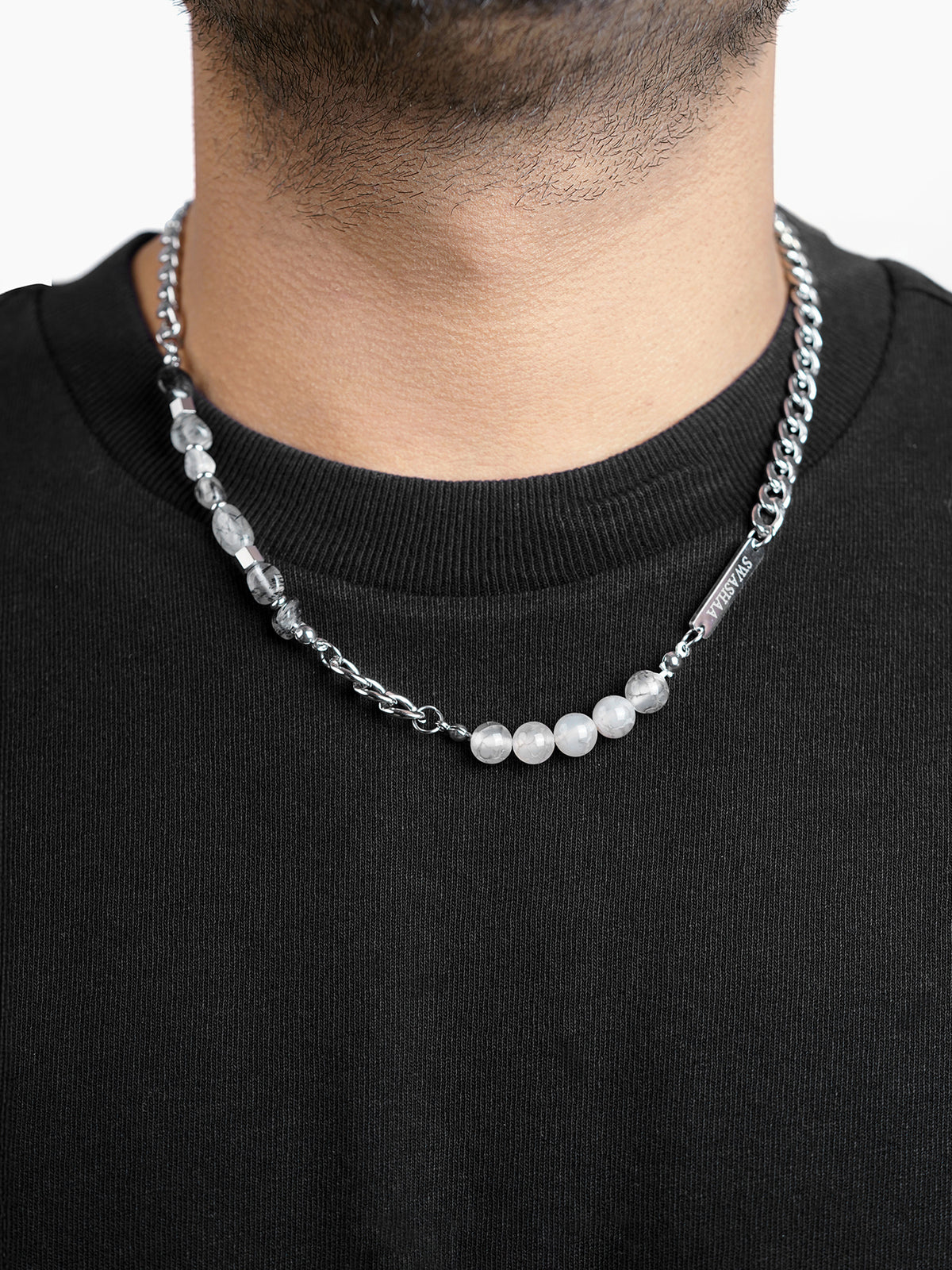 Darin Beaded Link Men's Silver Chain