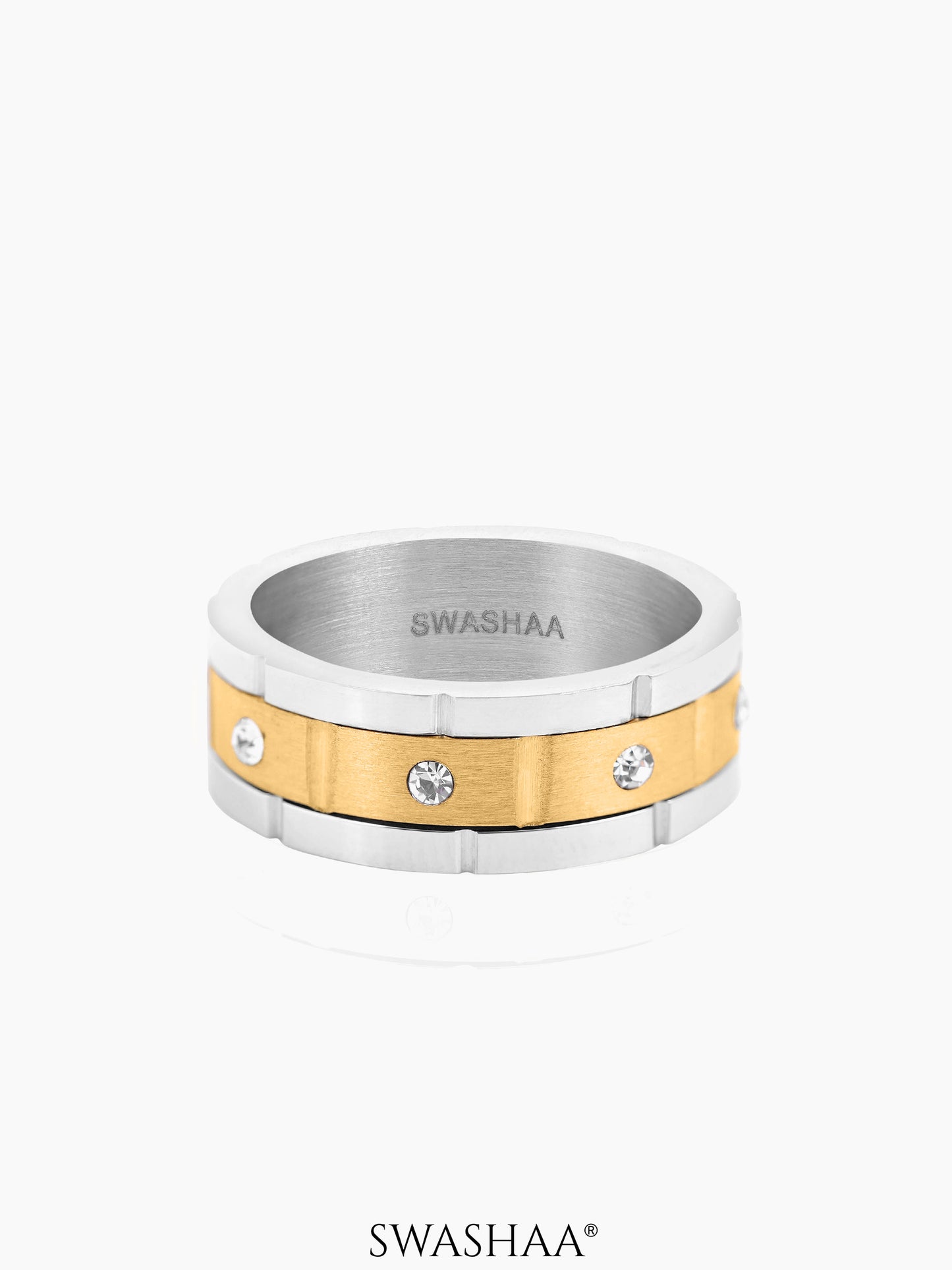 Daris Dual Tone Crystal Band Men's Ring