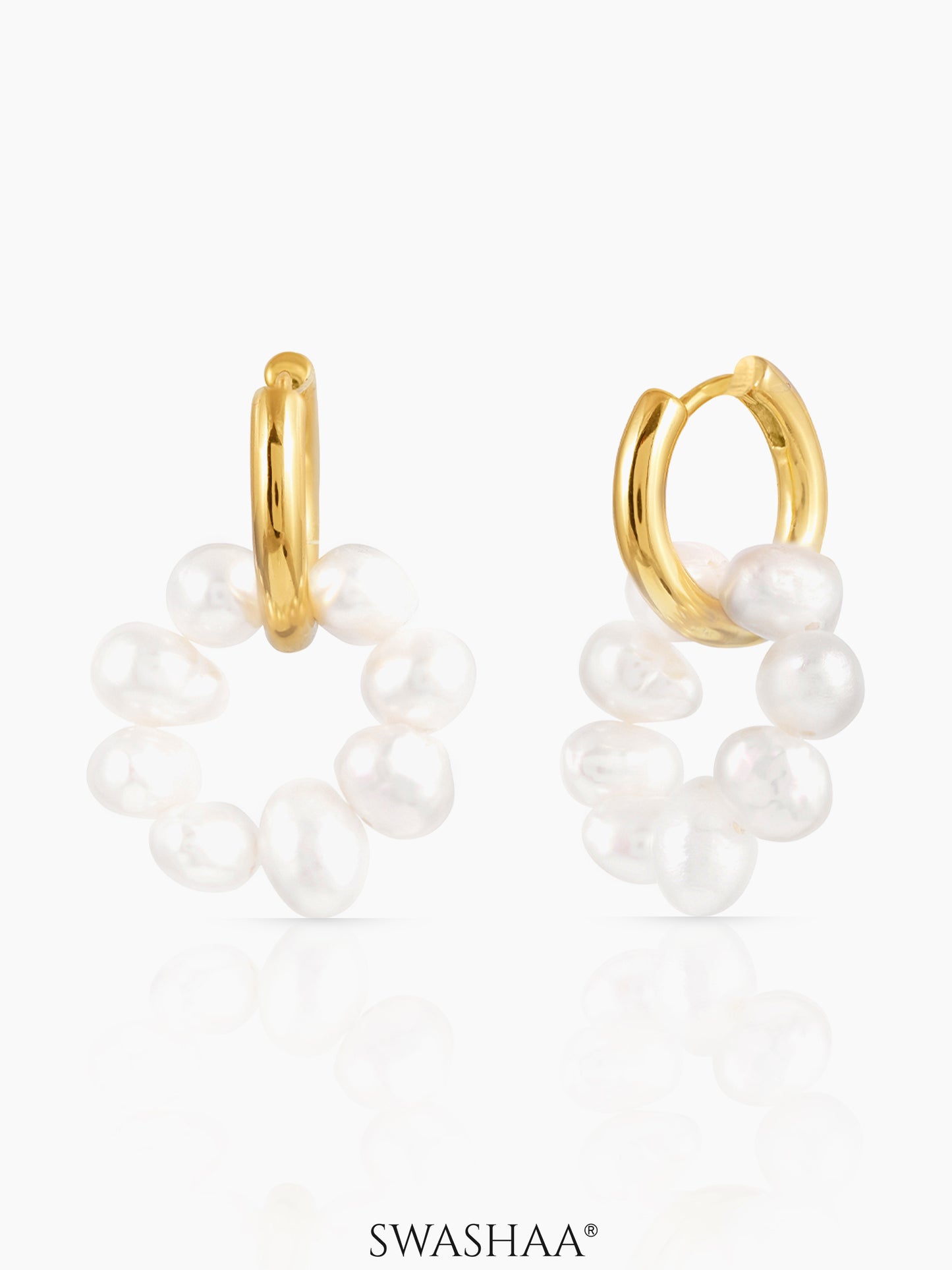 Davina Pearl 18K Gold Plated Hoop Earrings