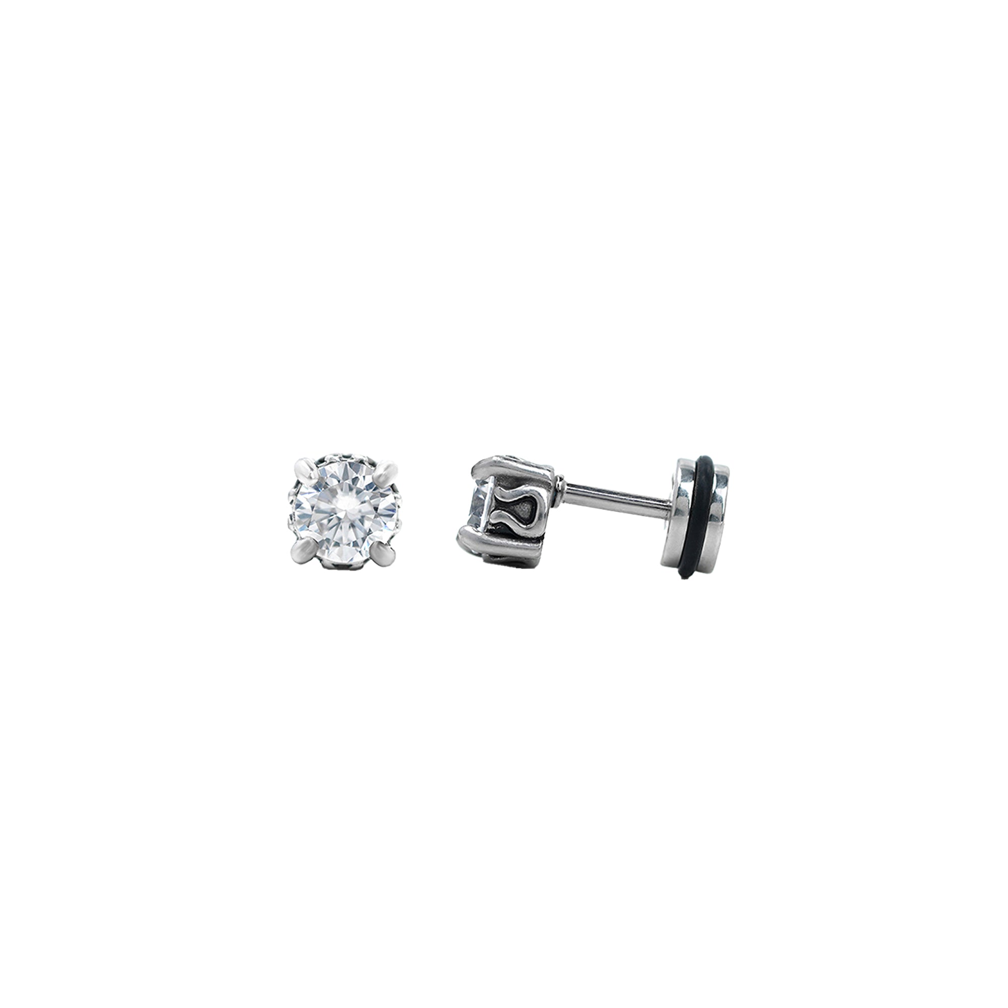 Dax Diamond Solitaire Silver Men's Stud Earrings