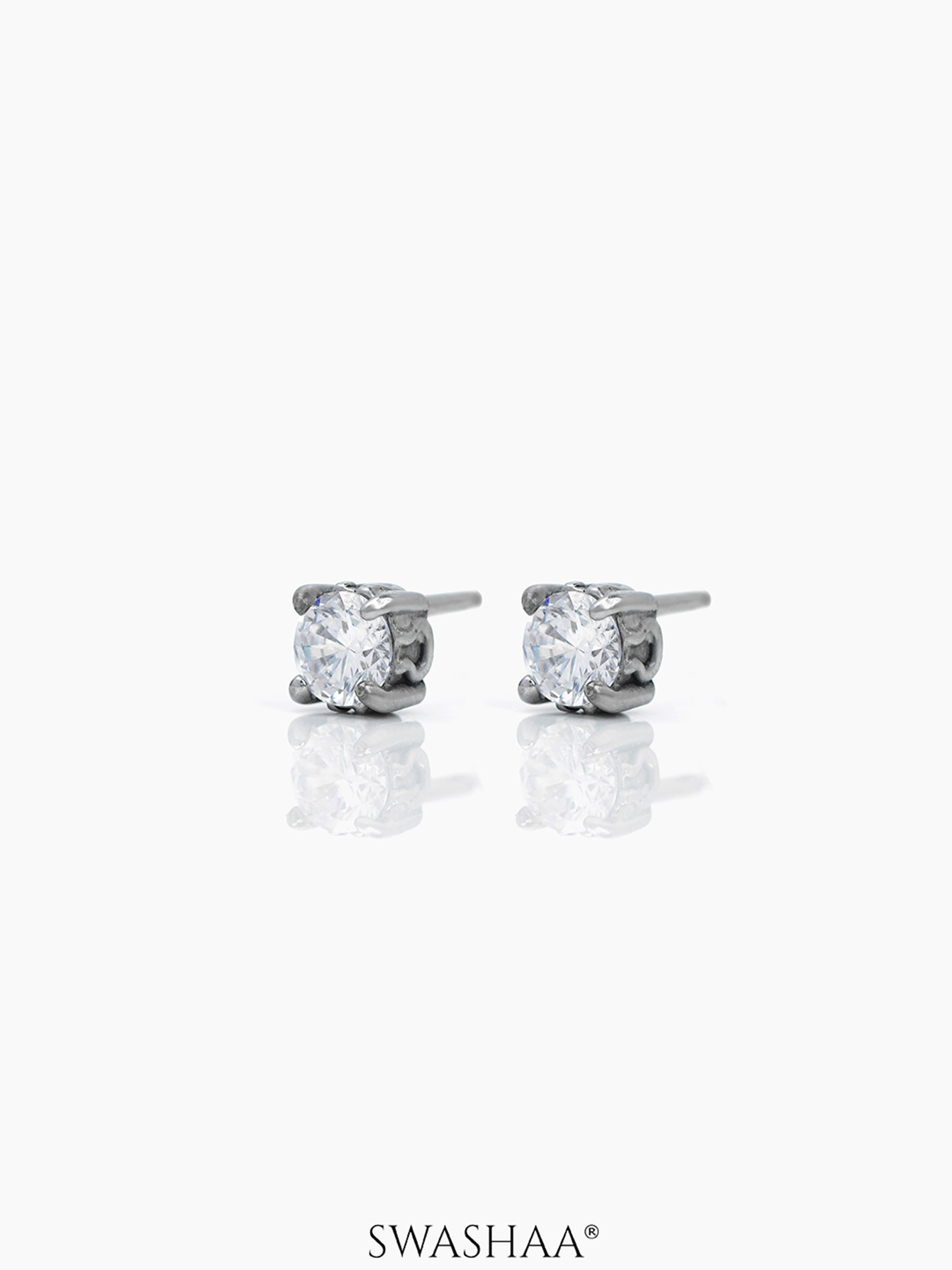 Dax Diamond Solitaire Silver Men's Stud Earrings