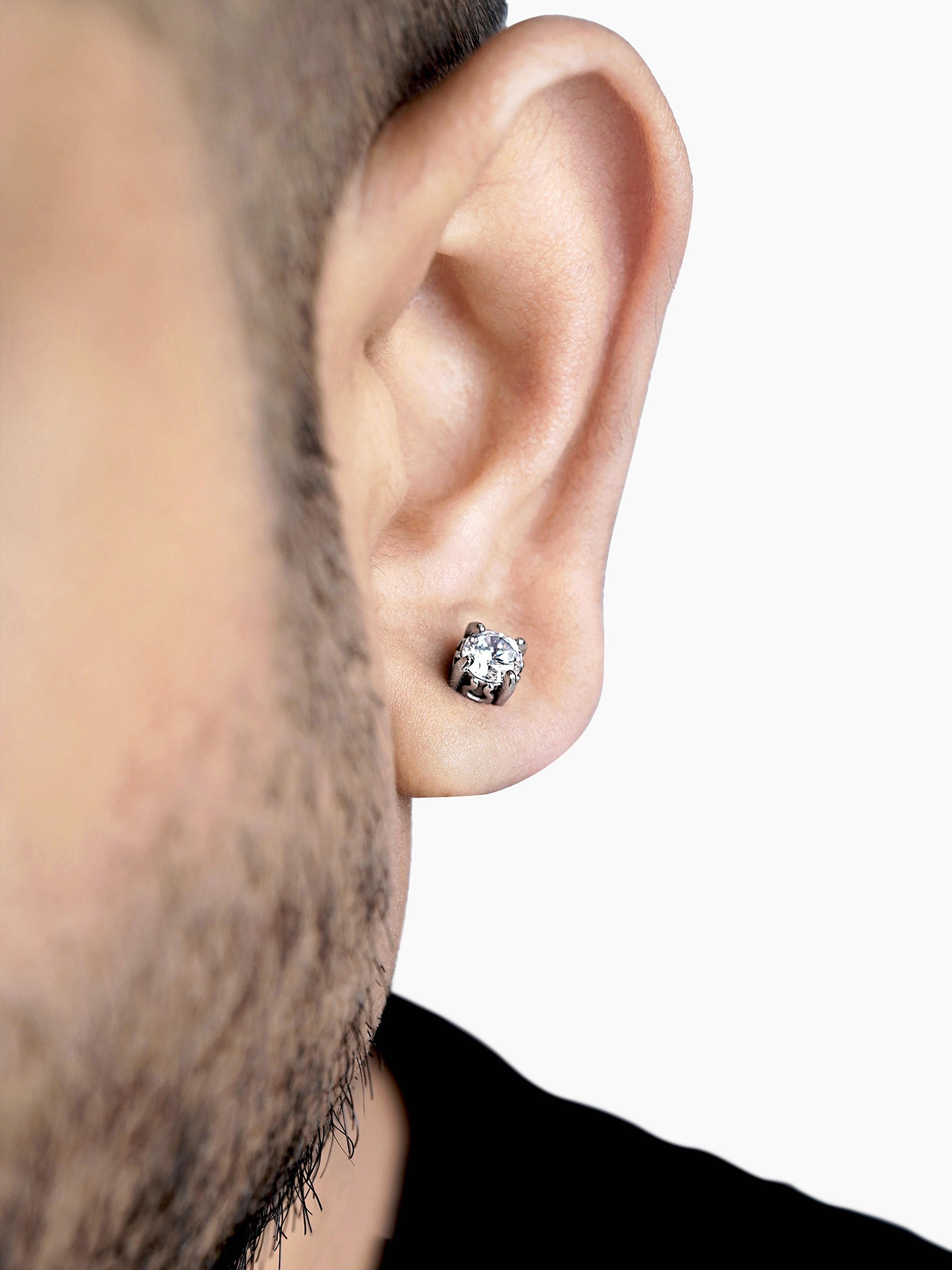 Dax Solitaire Silver Men's Stud Earrings