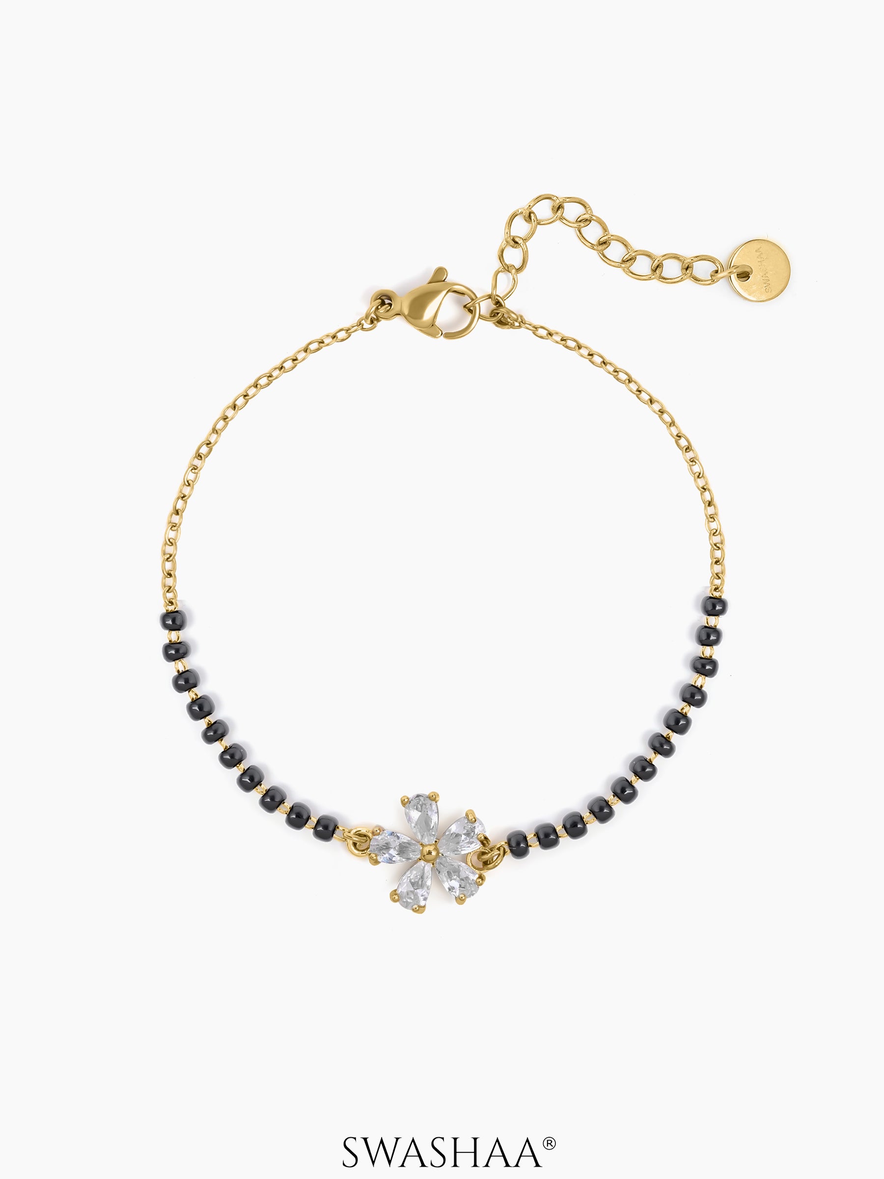 Dayita Floral Diamond Mangalsutra 18K Gold Plated Bracelet