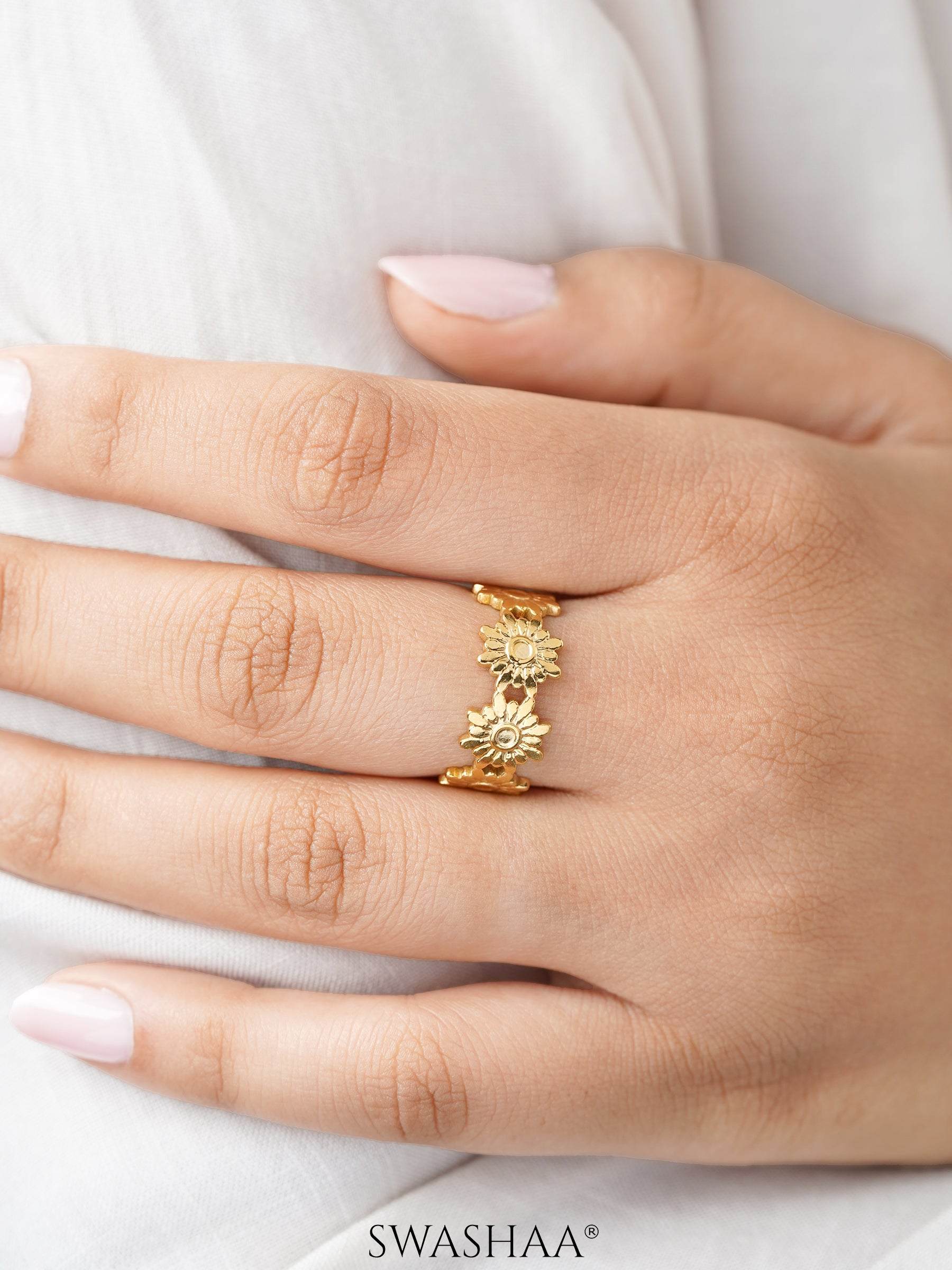 Debra Blooming Sunflowers 18K Gold Plated Ring