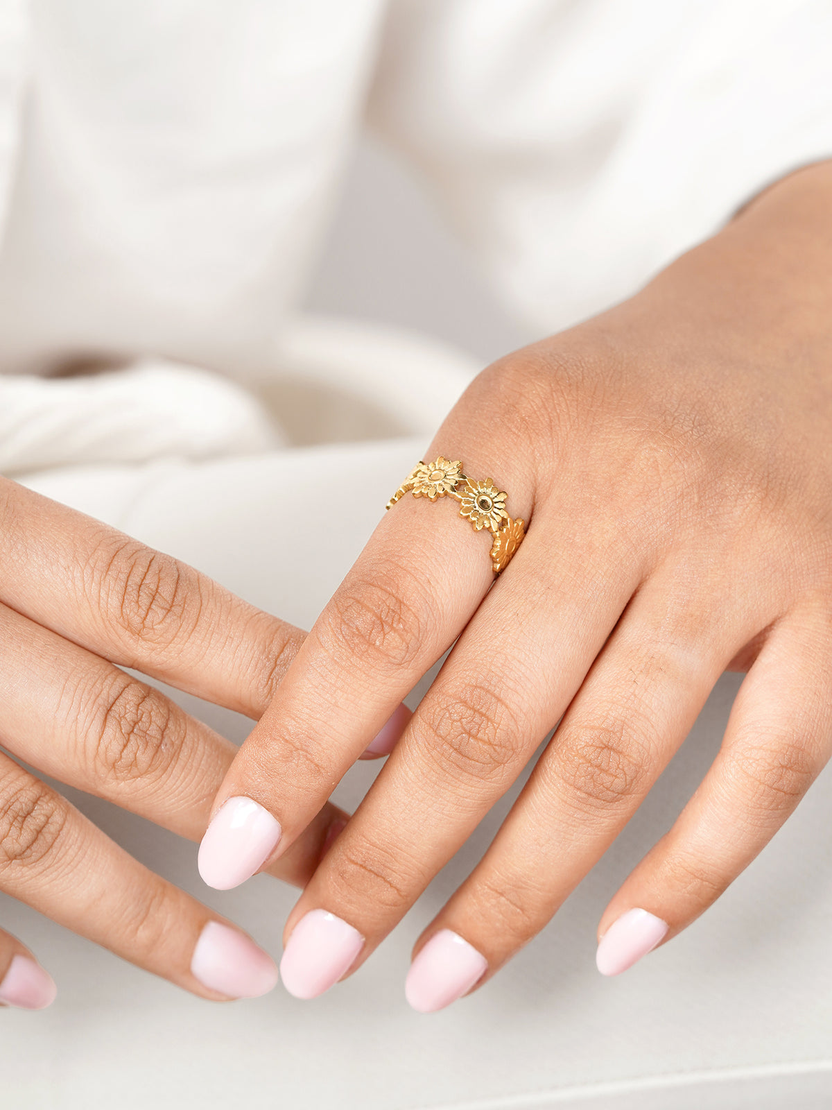 Debra Blooming Sunflowers 18K Gold Plated Ring