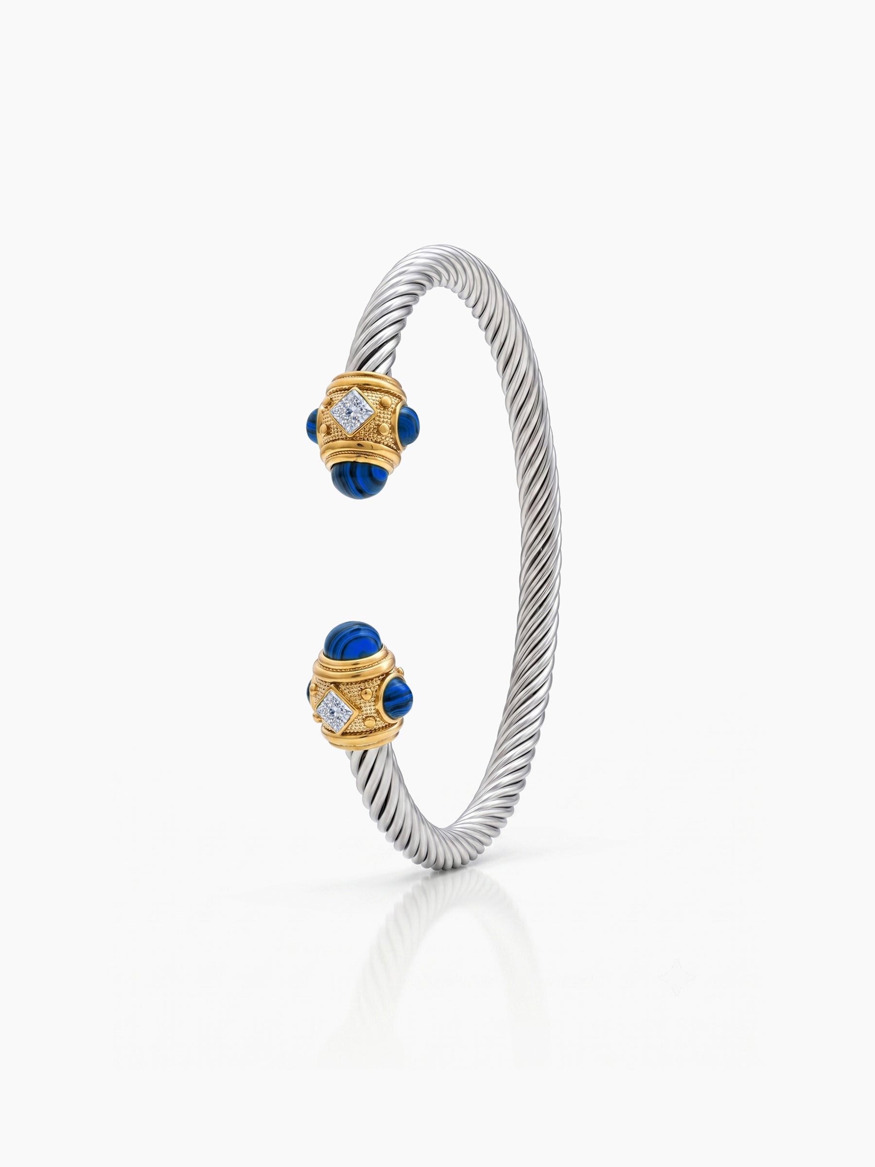 Delilah Blue - Silver Women's Wired Cuff Solid Bracelet
