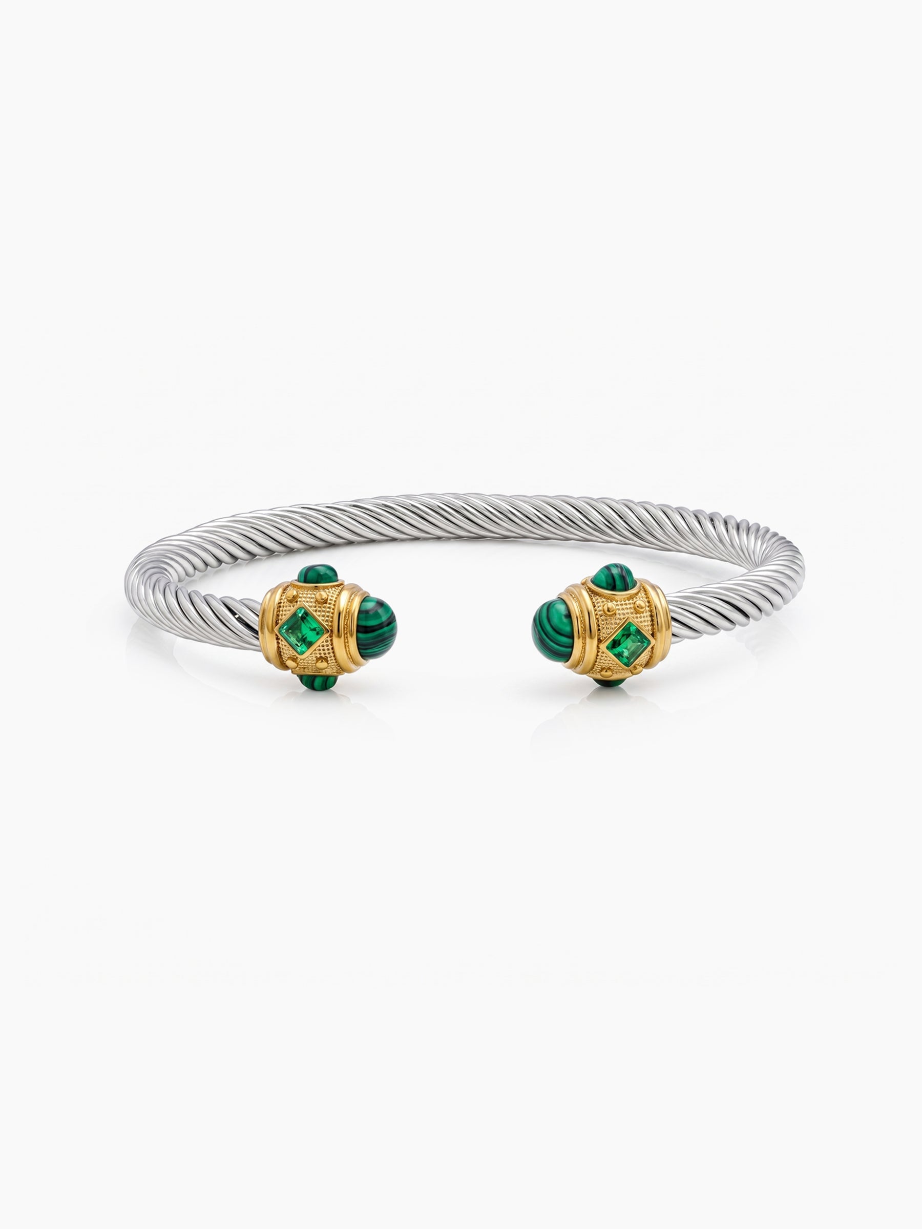 Delilah Diamond Green - Silver Women's Wired Cuff Solid Bracelet