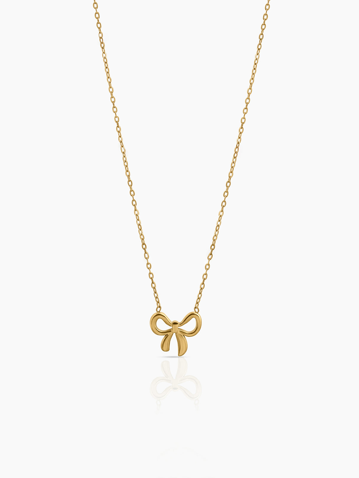 Delmira Ribbon Bow Charm 18K Gold Plated Women's Chain Pendant Necklace