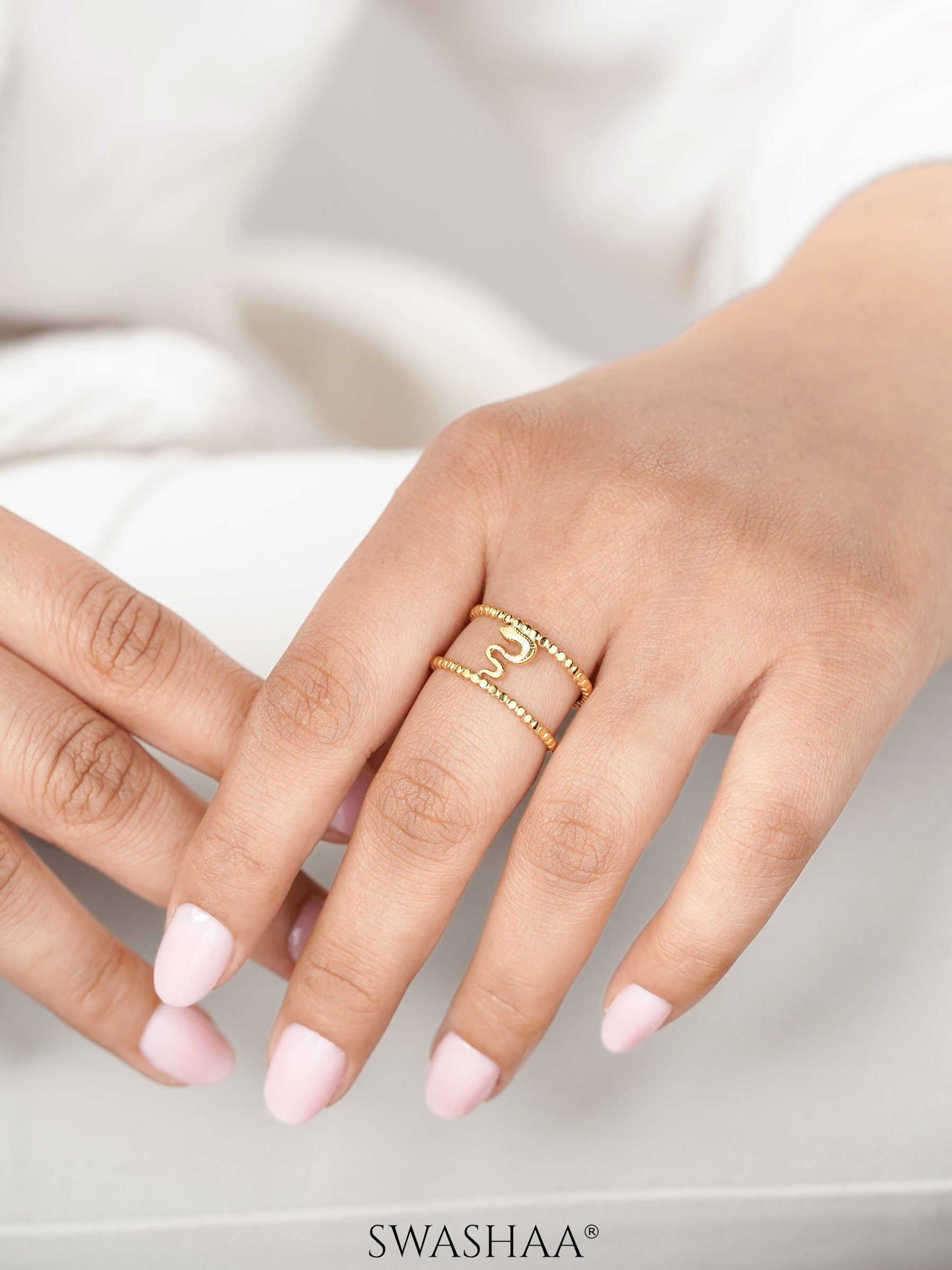 Derry Sleek Serpent Motif 18K Gold Plated Ring