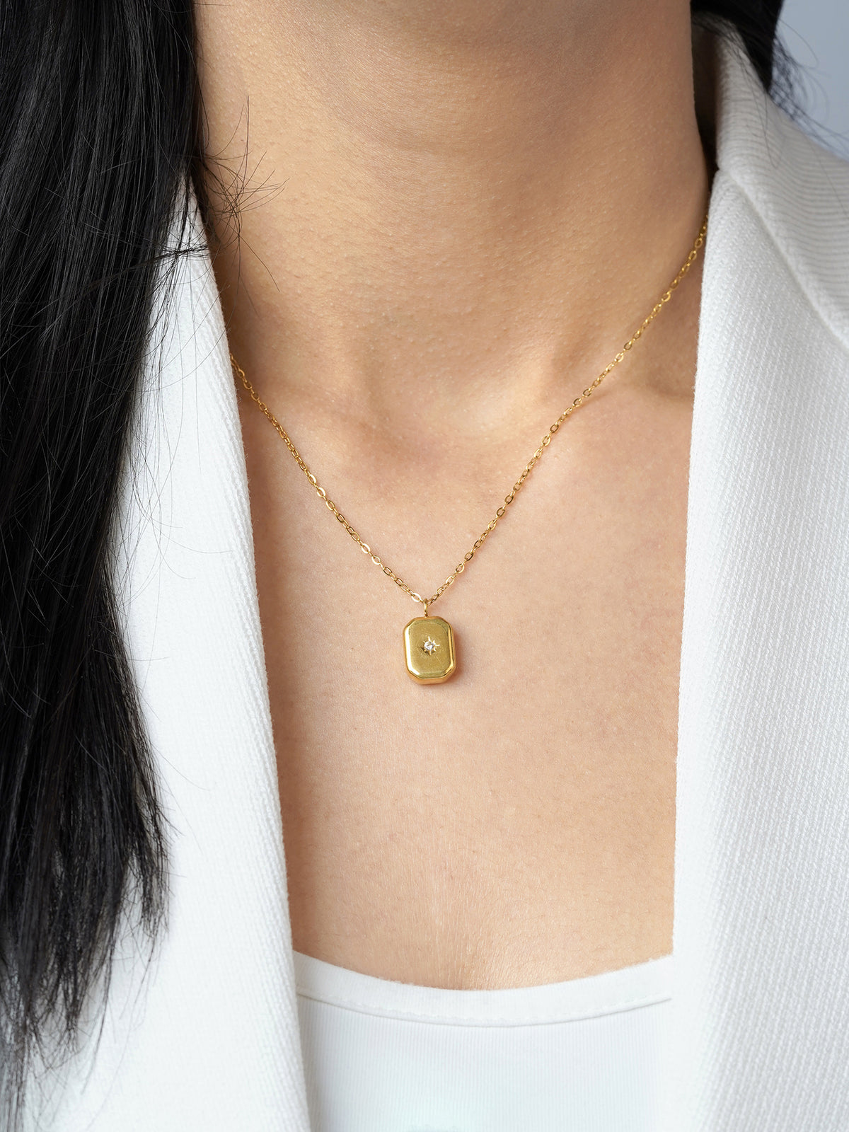 Desma North Star Stone Charm 18K Gold Plated Necklace