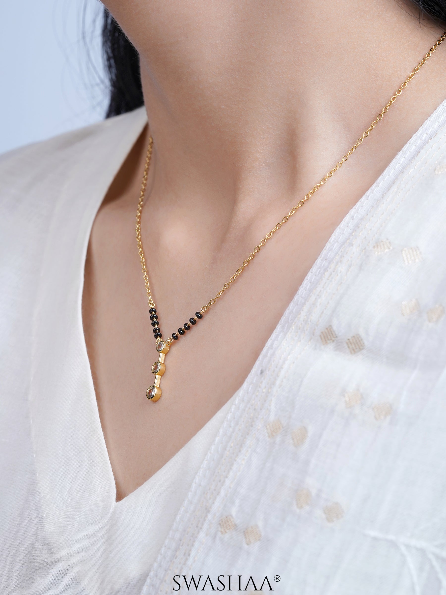 Devika Trio Diamond Drop 18K Gold Plated Mangalsutra