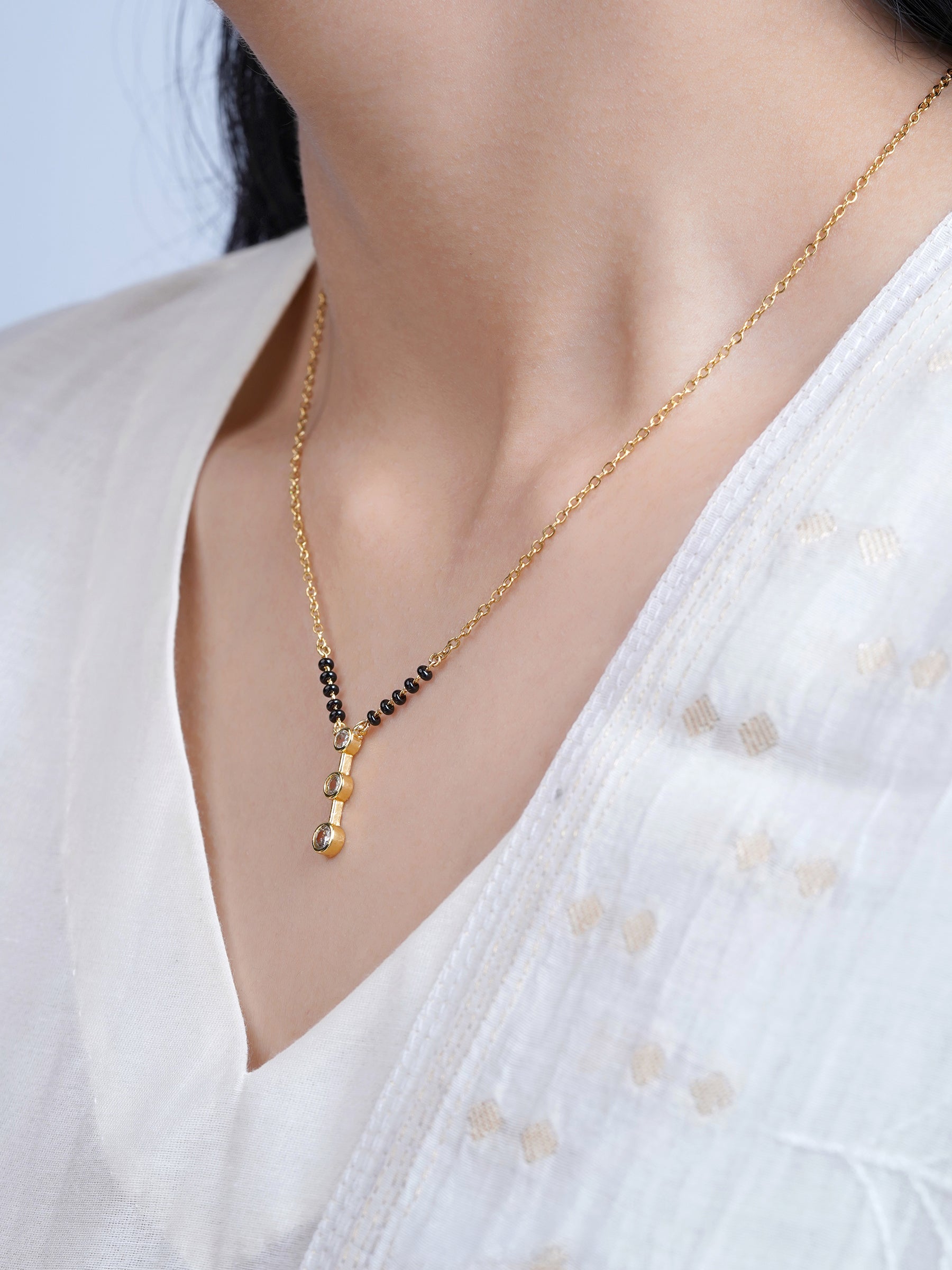 Devika Trio Diamond Drop 18K Gold Plated Mangalsutra
