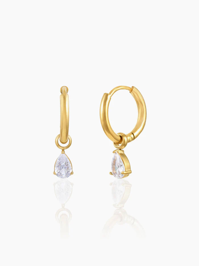 Dew Drop Diamond Loop 18K Gold Plated Kid's Dangling earrings