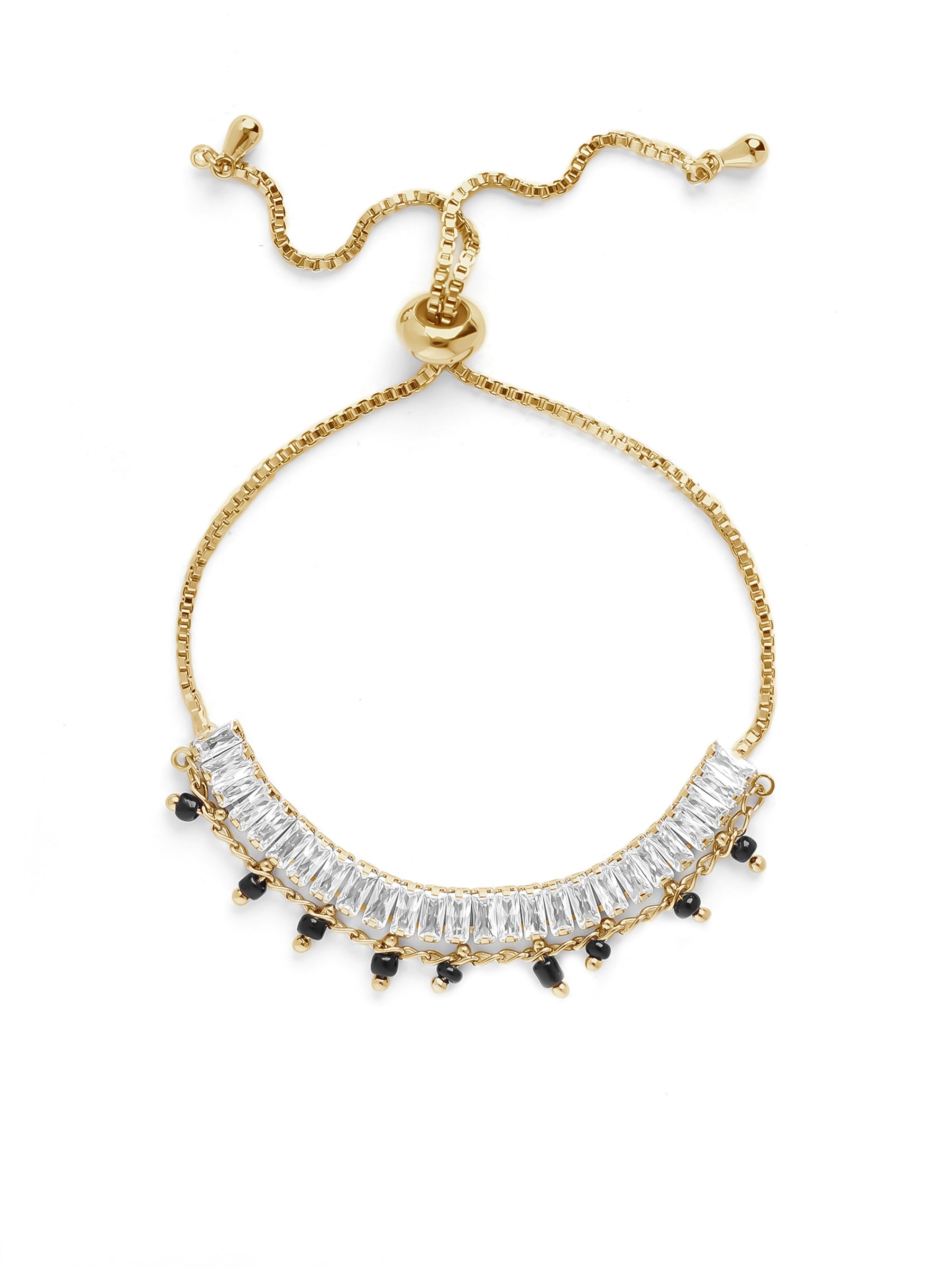 Dia Baguette Layered Stone 18K Gold Plated Mangalsutra Bracelet