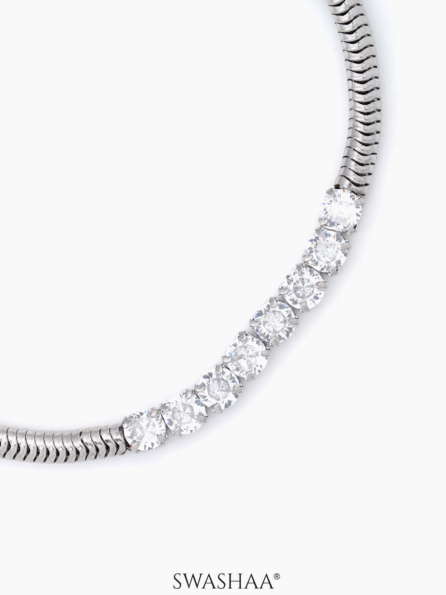 Diamond Round Rope Chain Silver Men's Bracelet