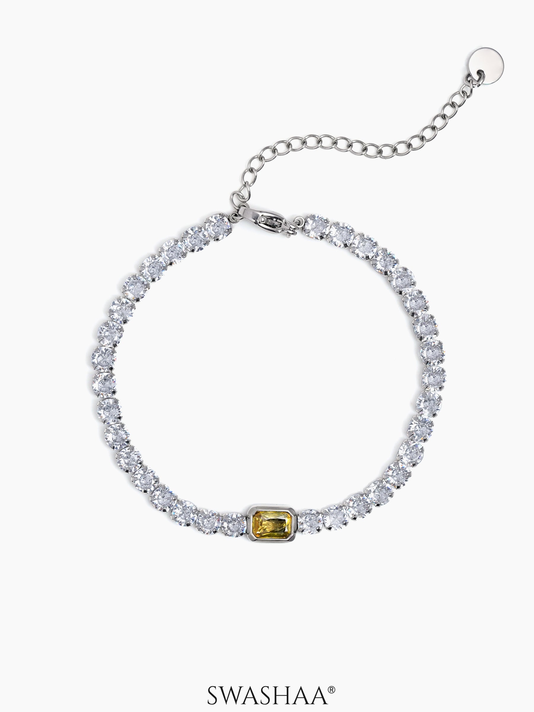 Diamond Yellow Silver Tennis Men's Bracelet