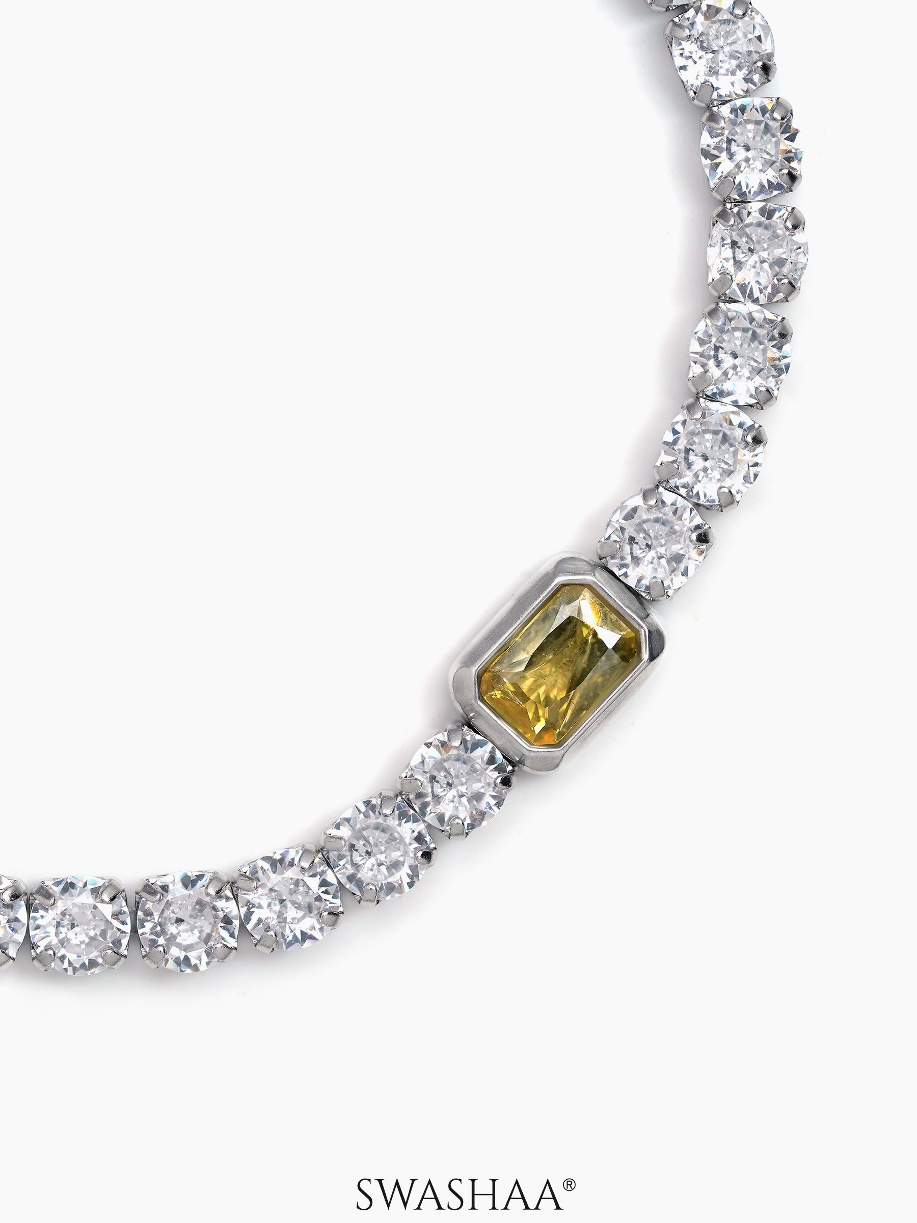 Diamond Yellow Silver Tennis Men's Bracelet