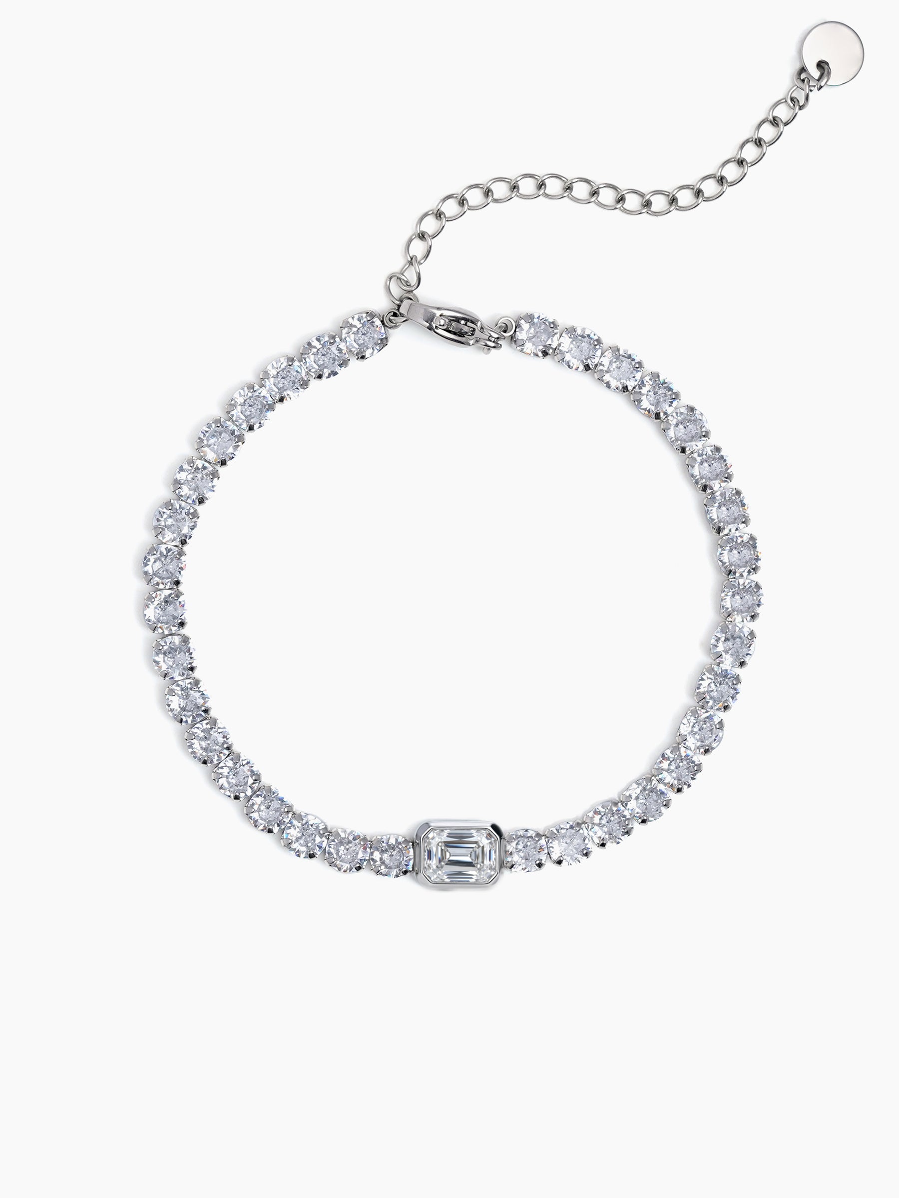 Diamond Tennis White - Silver Rakhi