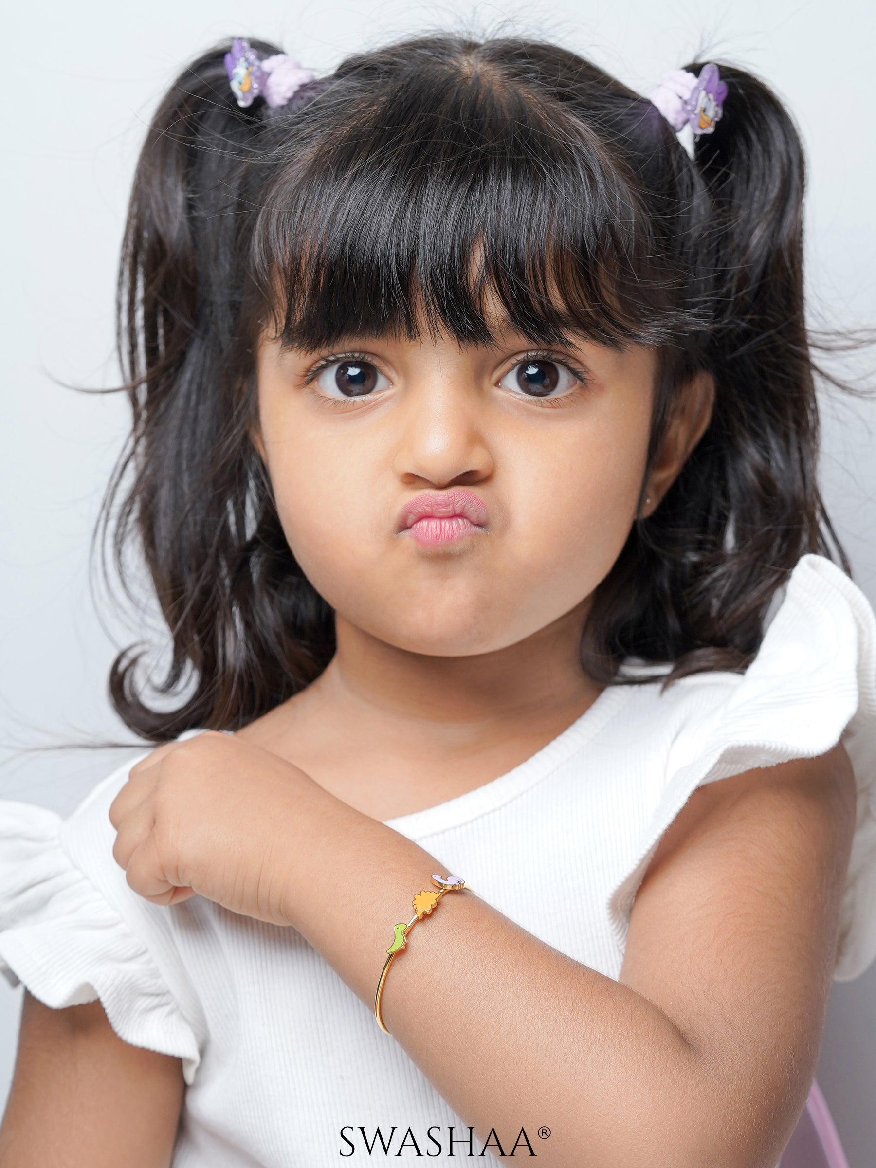 Dino Dinosaur Friends 18K Gold Plated Kid's Cuff Kada Bracelet