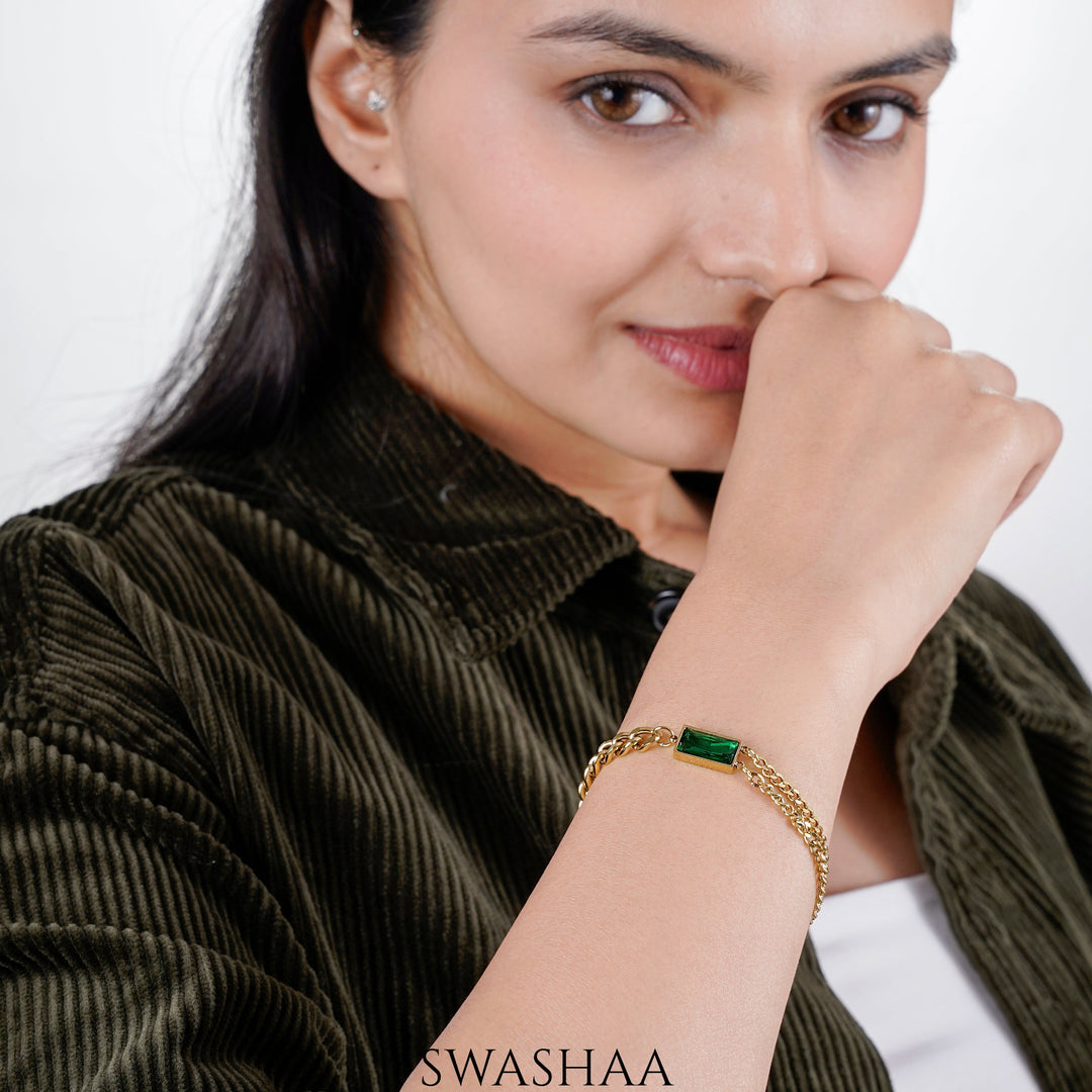 Disna Emarald 18K Gold Plated Bracelet - Swashaa